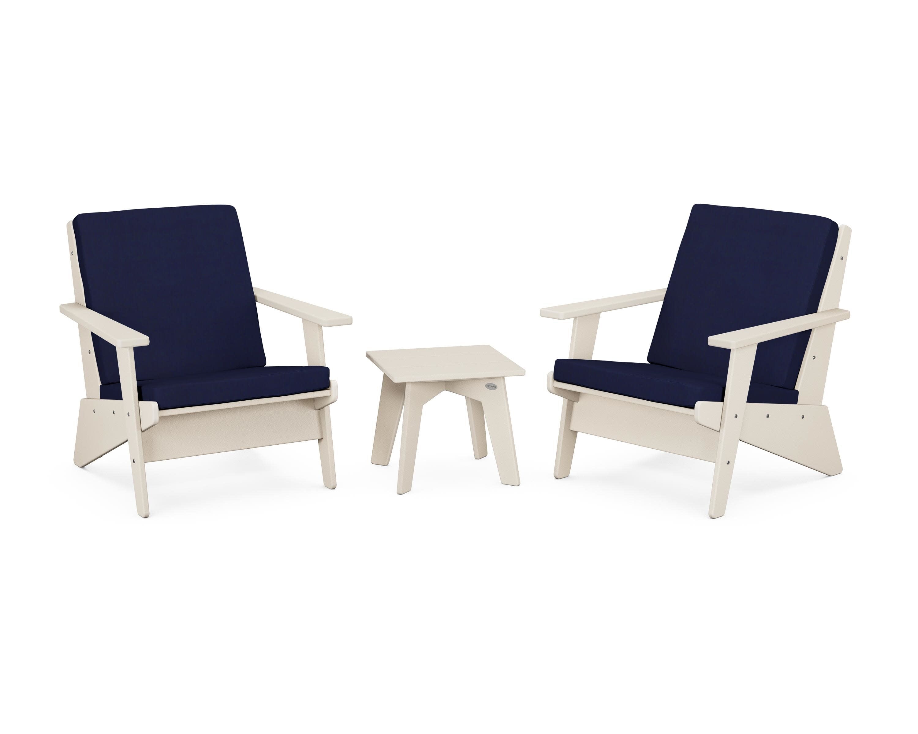Riviera Modern Lounge 3-Piece Set in Sand / Navy
