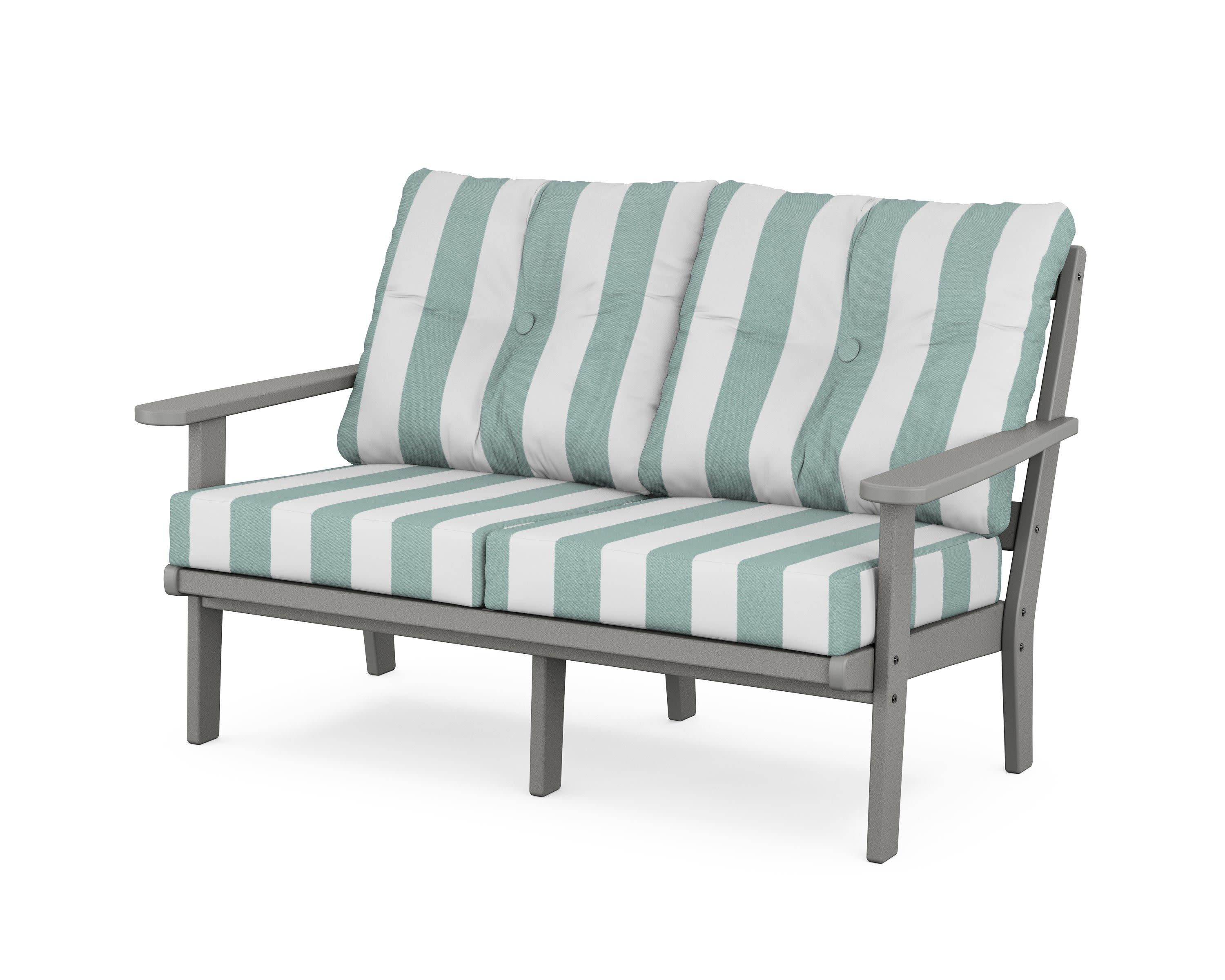 Mission Deep SeatingLoveseat in Slate Grey / Cabana Stripe Glacier Spa