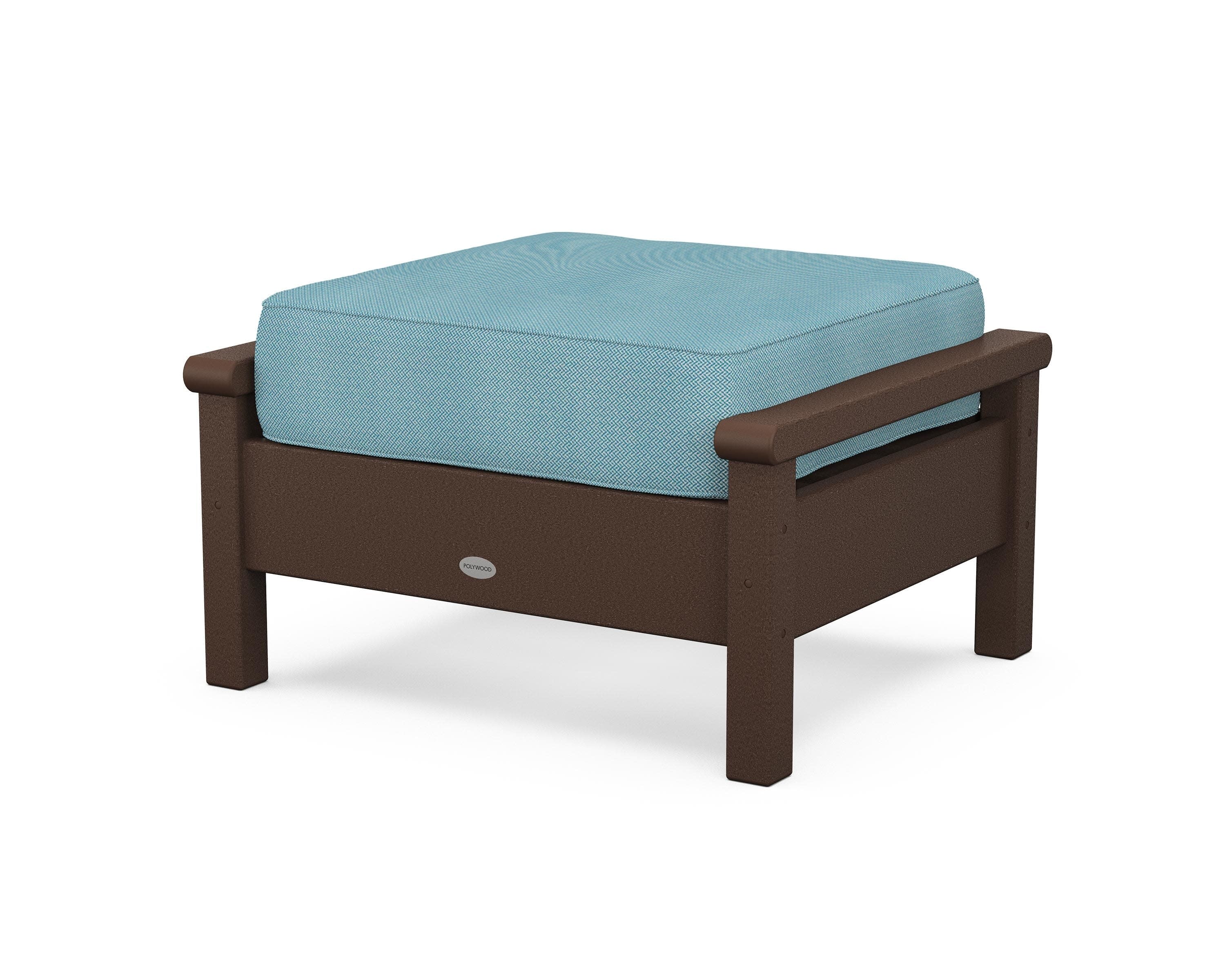 Harbour Deep Seating Ottoman in Mahogany / Lattice Sky Blue