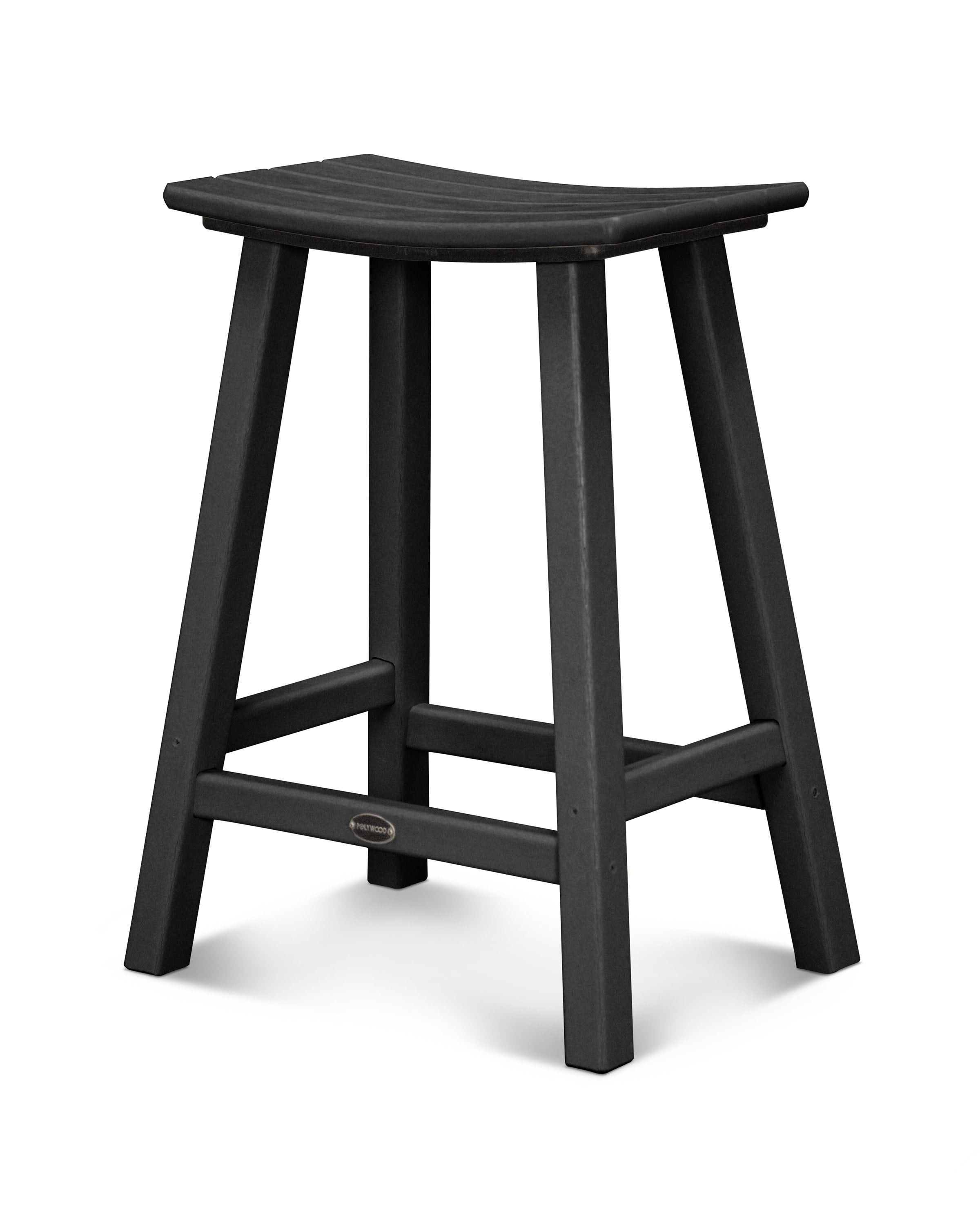 Traditional 24" Saddle Counter Stool in Black