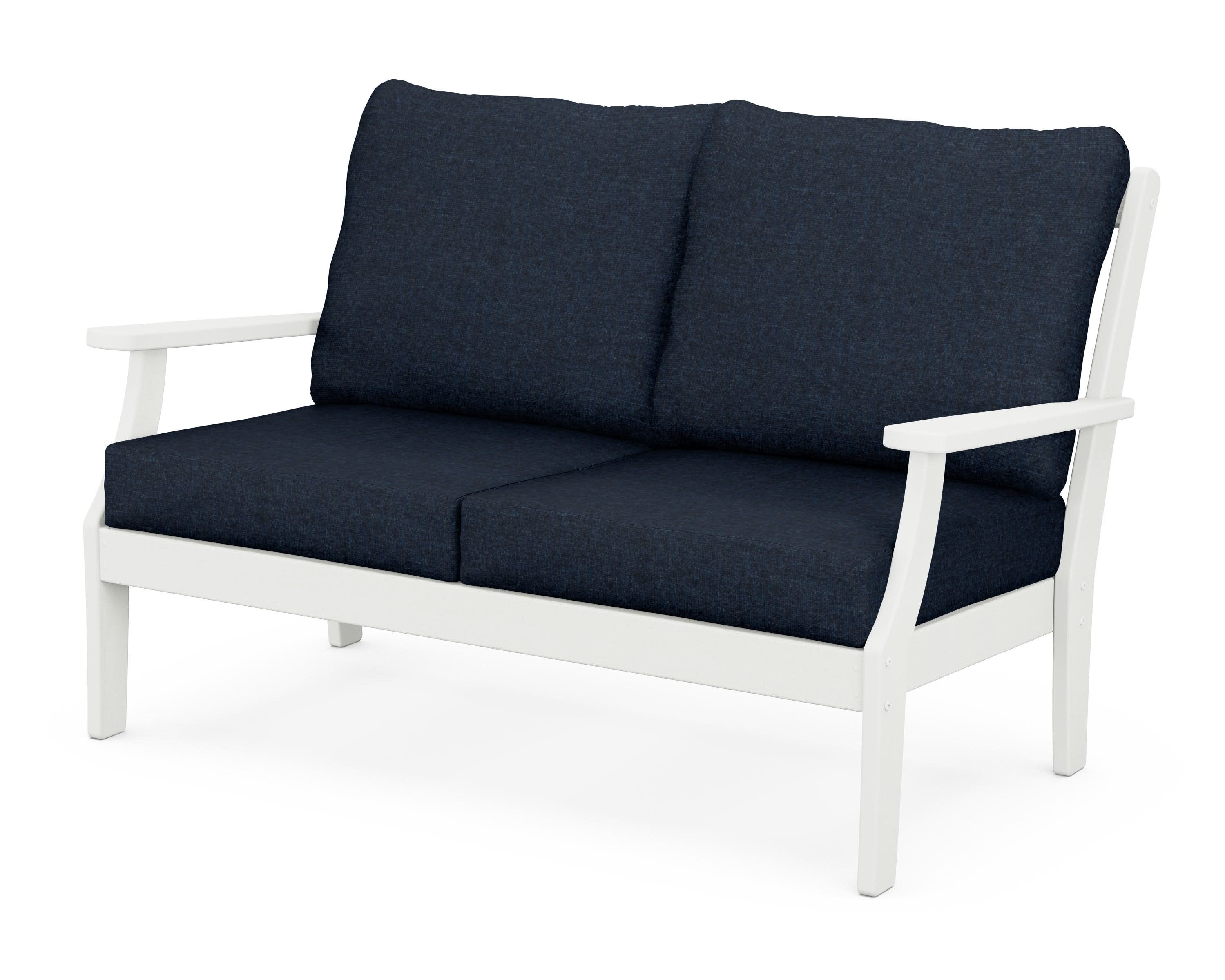 Braxton Deep Seating Loveseat in Vintage White / Marine Indigo