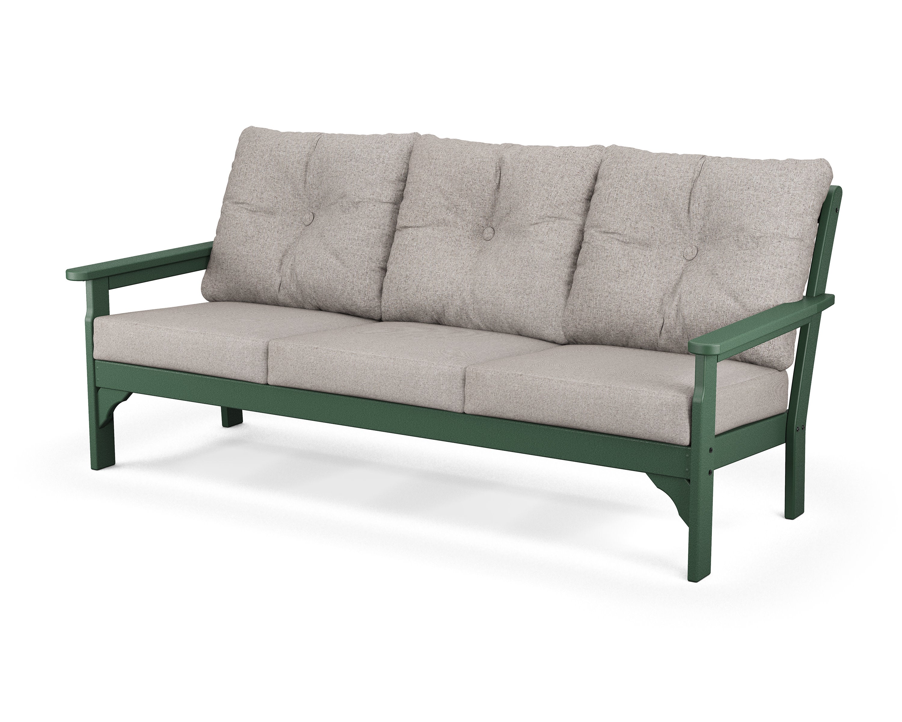Vineyard Deep Seating Sofa in Green / Weathered Tweed