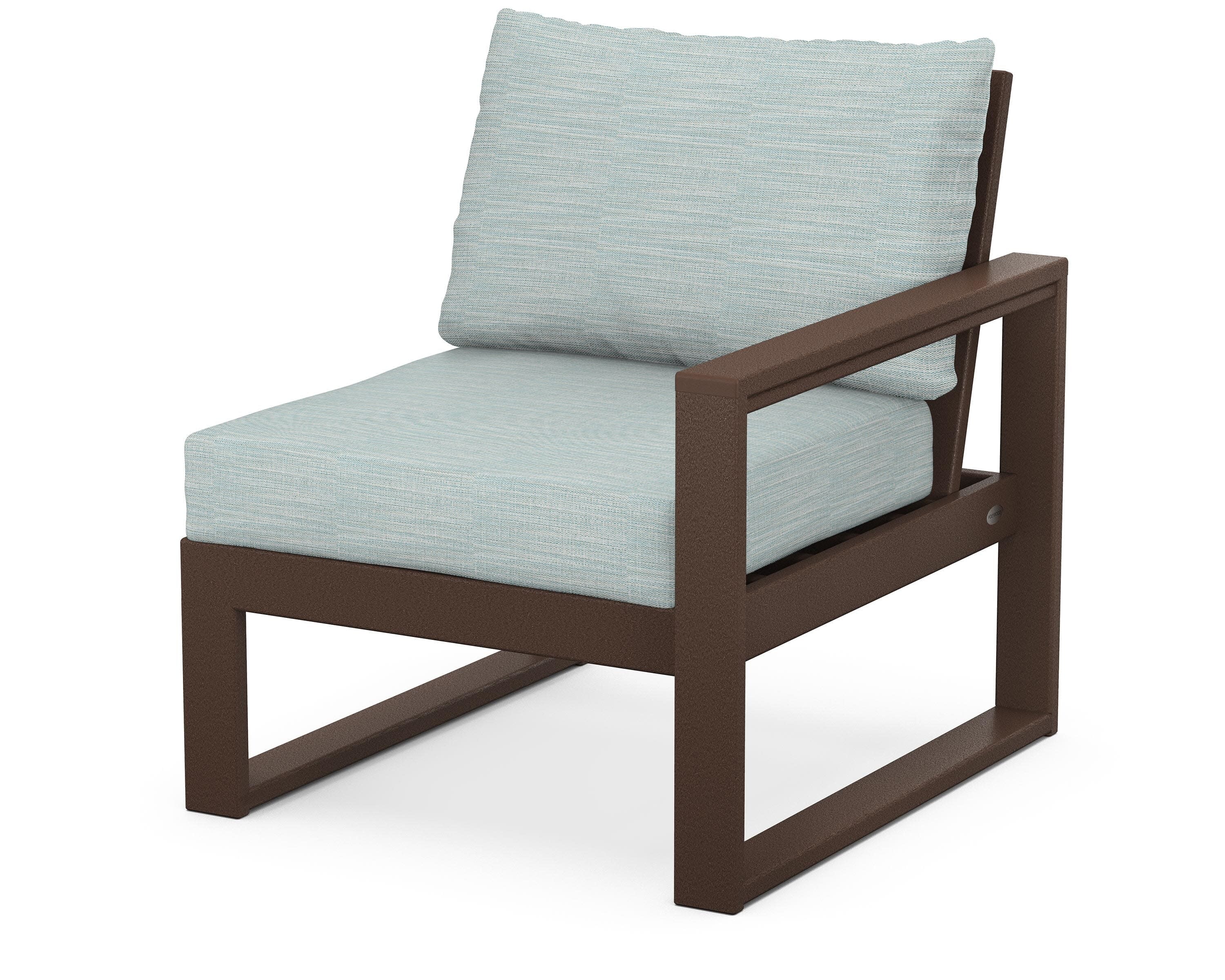 EDGE Modular Right Arm Chair in Mahogany / Soothe Mist