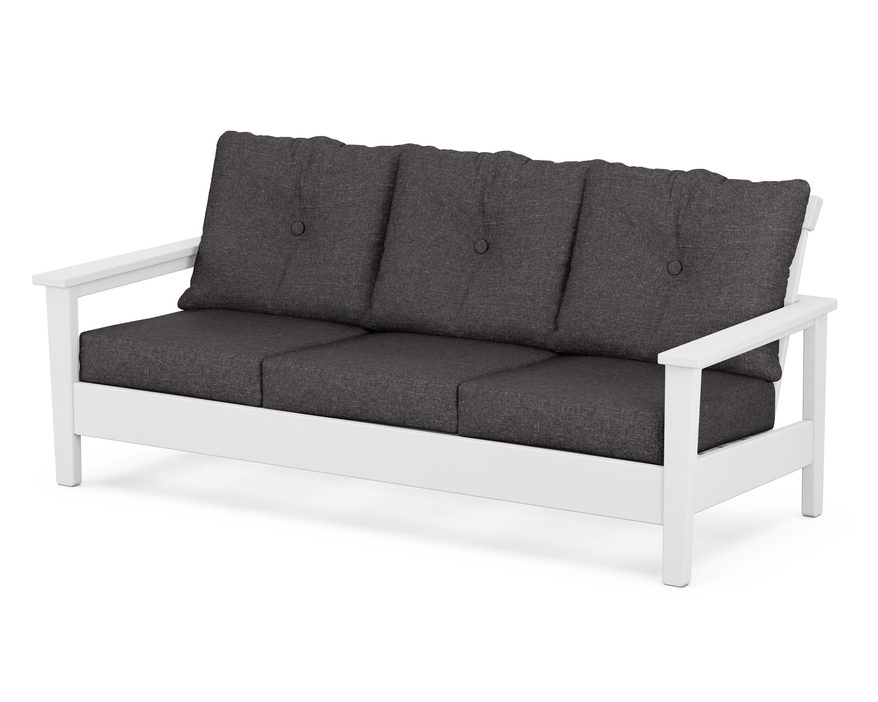 Prescott Deep Seating Sofa in White / Ash Charcoal