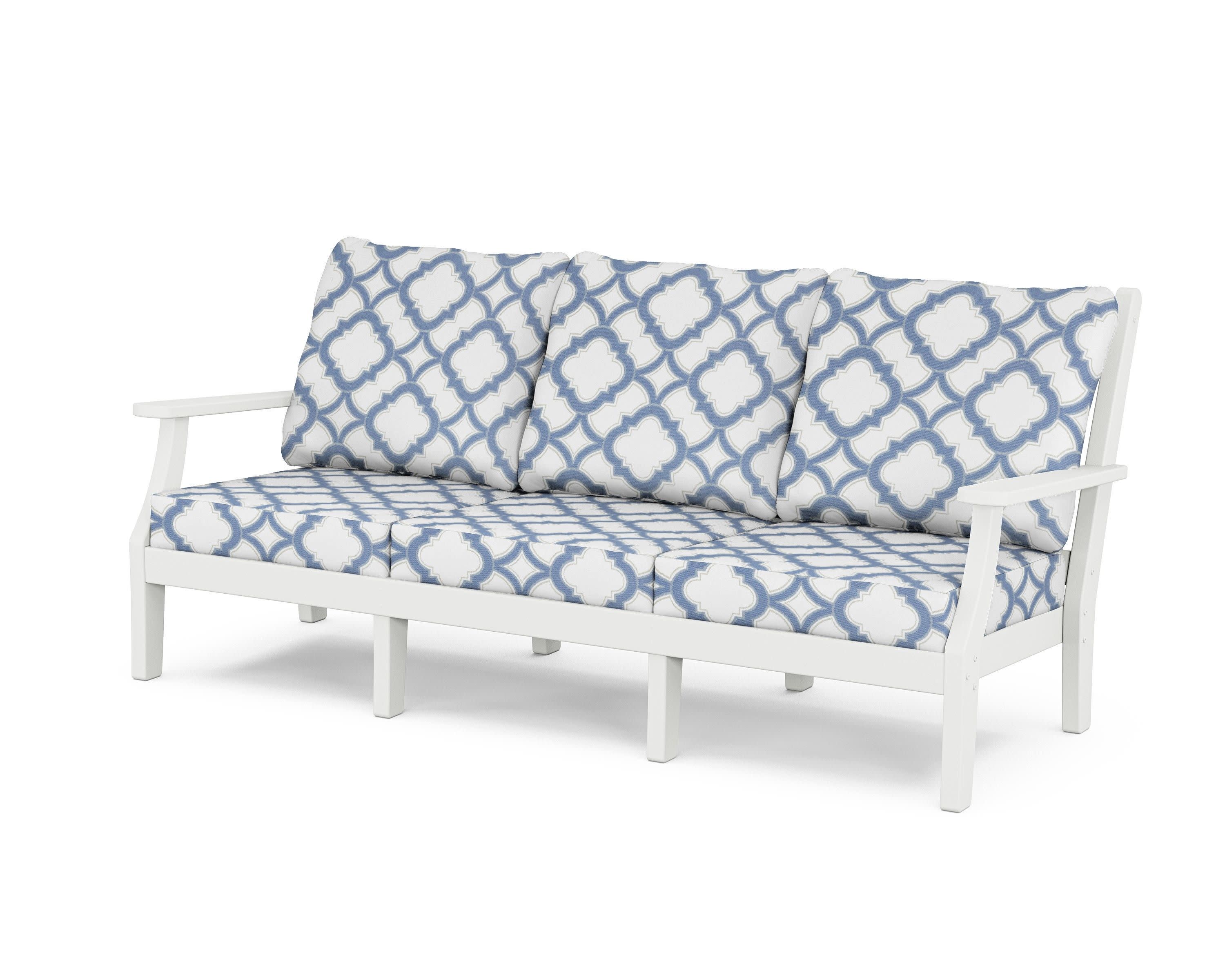 Wovendale Deep Seating Sofa in White / Trellis Sky Blue