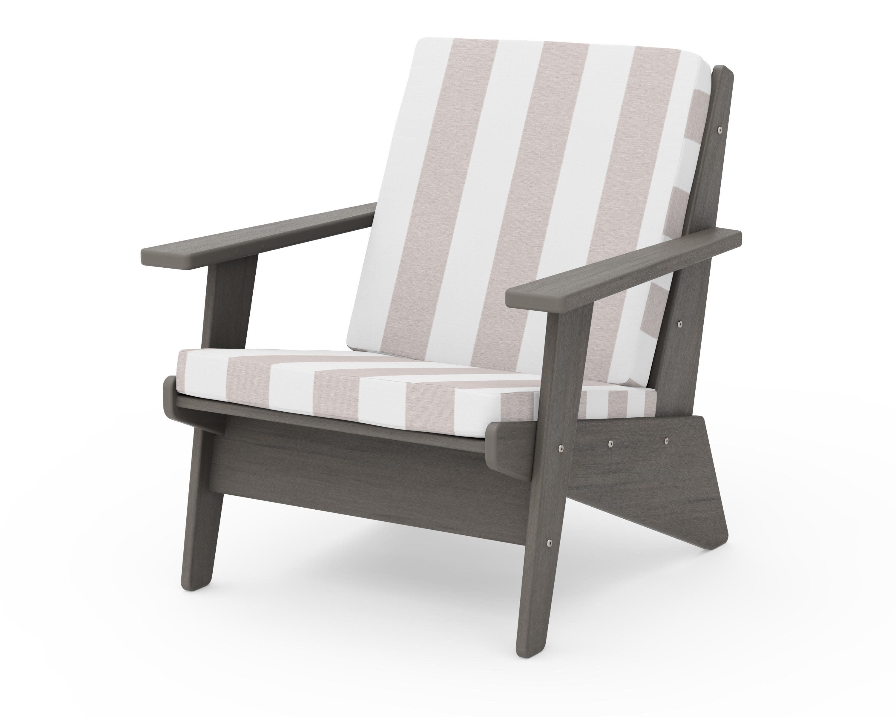 Riviera Modern Lounge Chair in Driftwood / Cabana Stripe Dune Burlap
