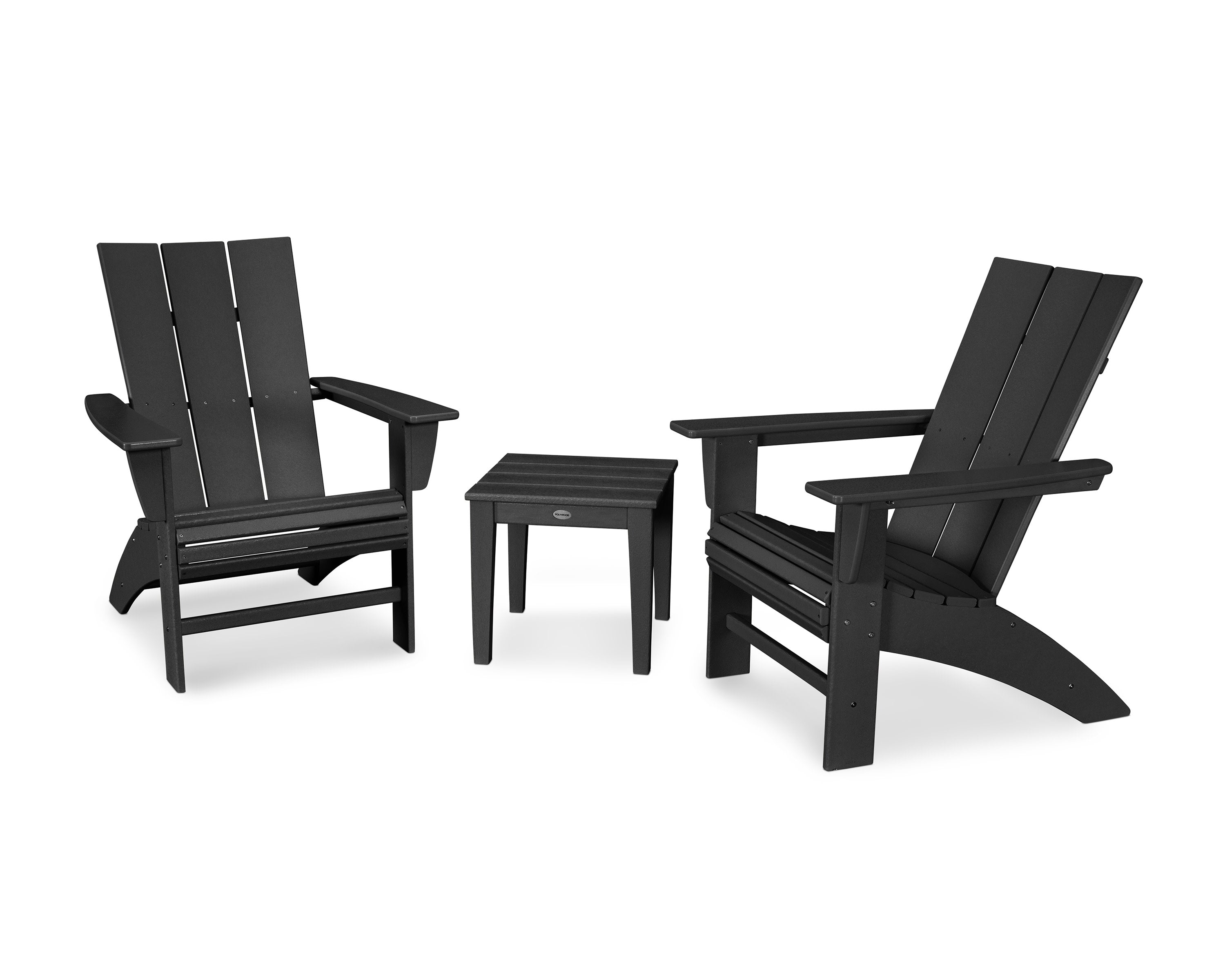 Modern 3-Piece Curveback  Adirondack Set in Black