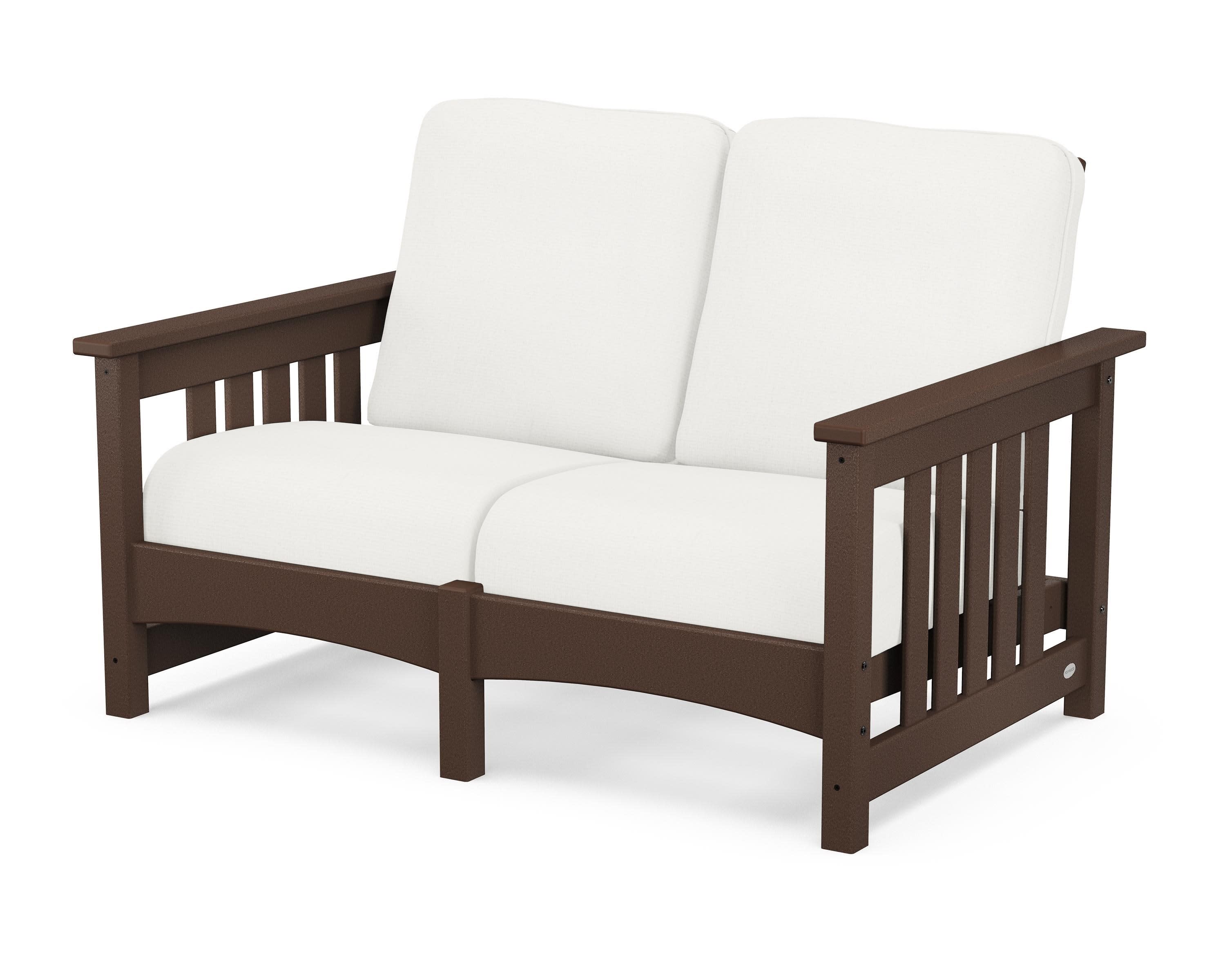 Club Mission Loveseat in Mahogany / Natural Linen