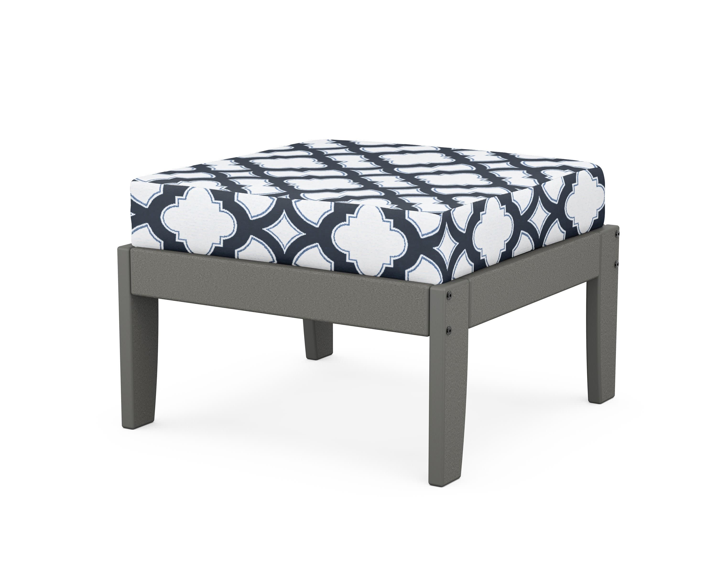 Modular Ottoman - Classic in Slate Grey / Trellis Marine Indigo