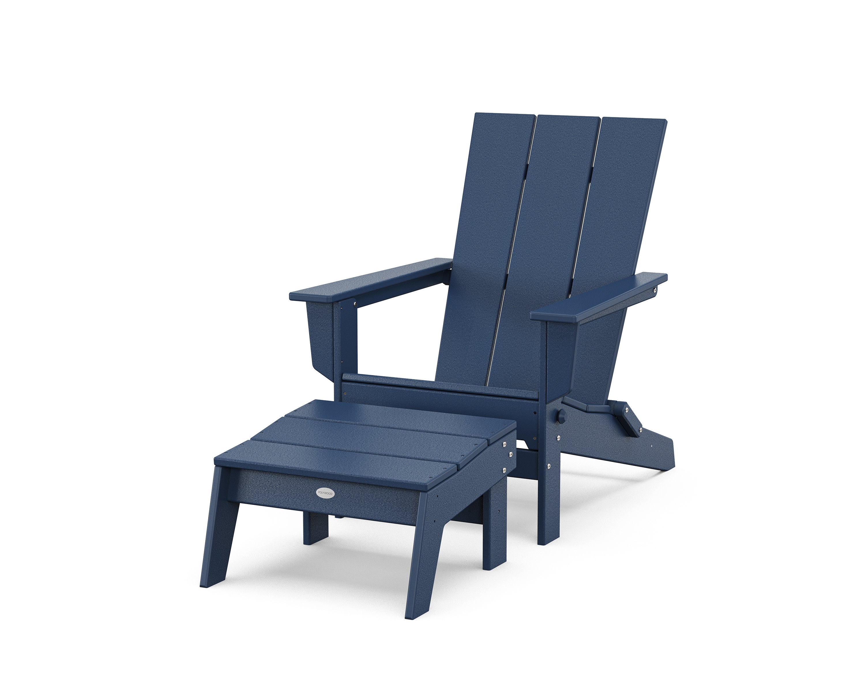 Modern Studio Folding Adirondack Chair with Ottoman in Navy