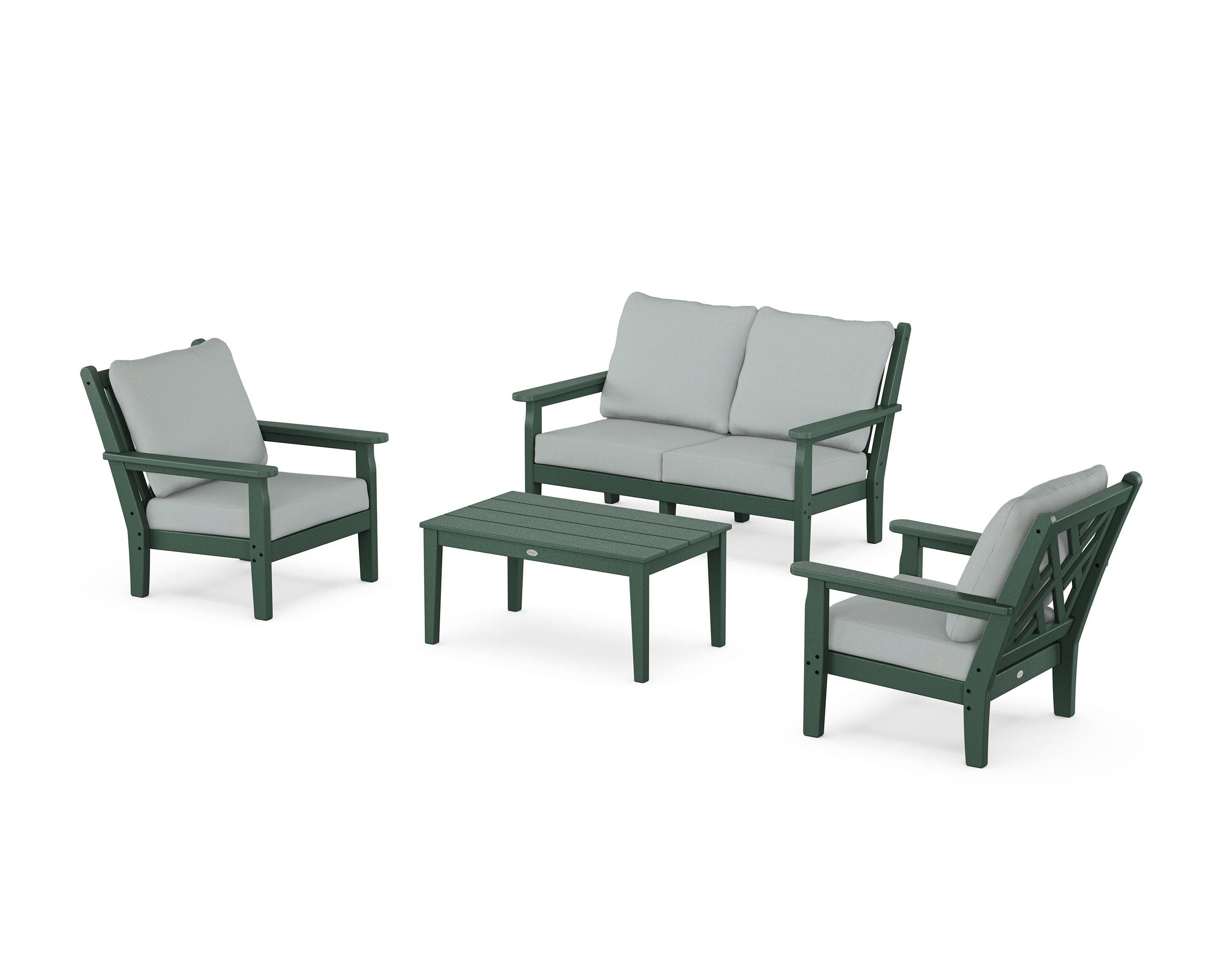 Chippendale 4-Piece Deep Seating Set with Loveseat in Green / Spa