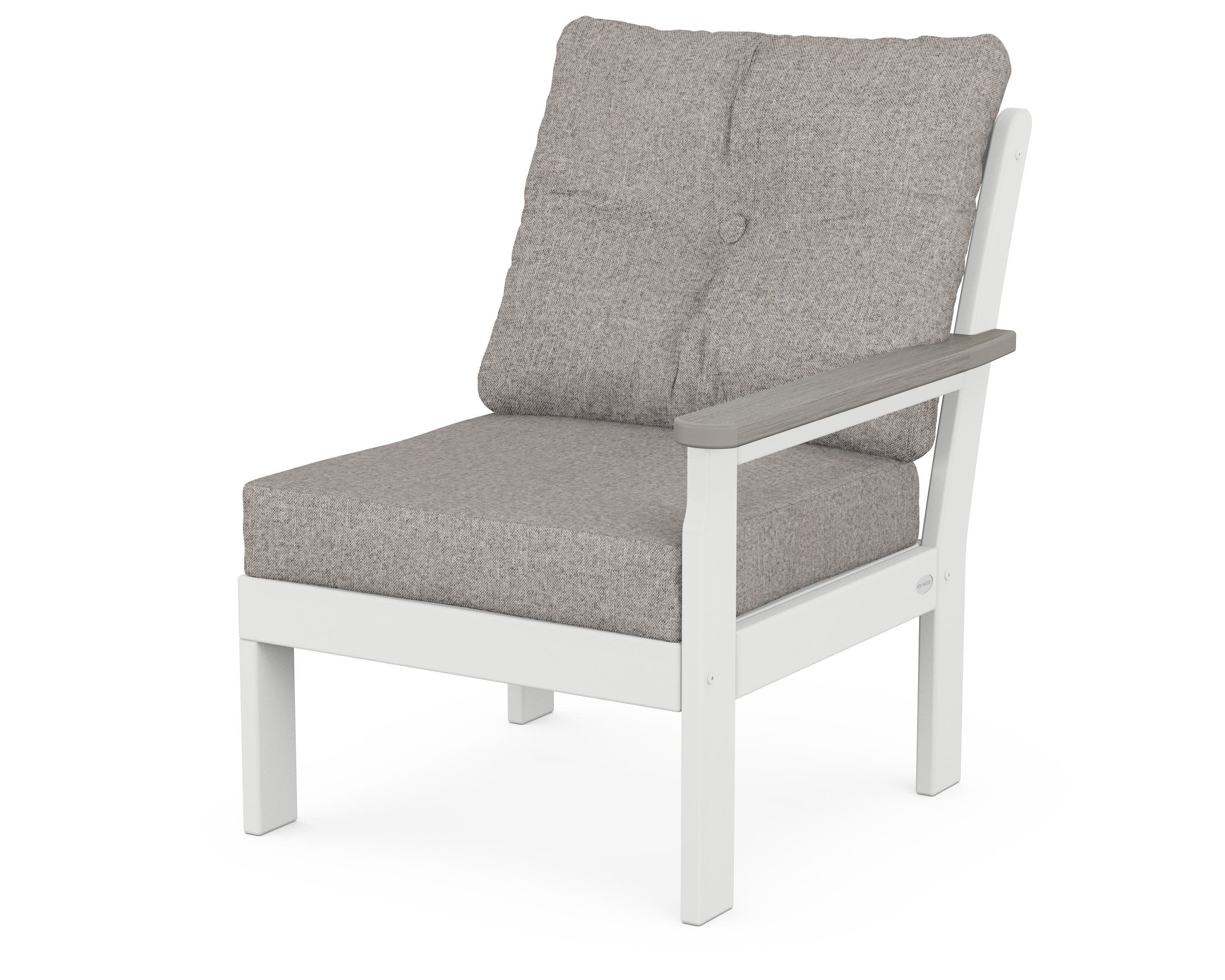 Vineyard Modular Right Arm Chair in White / Driftwood / Weathered Tweed
