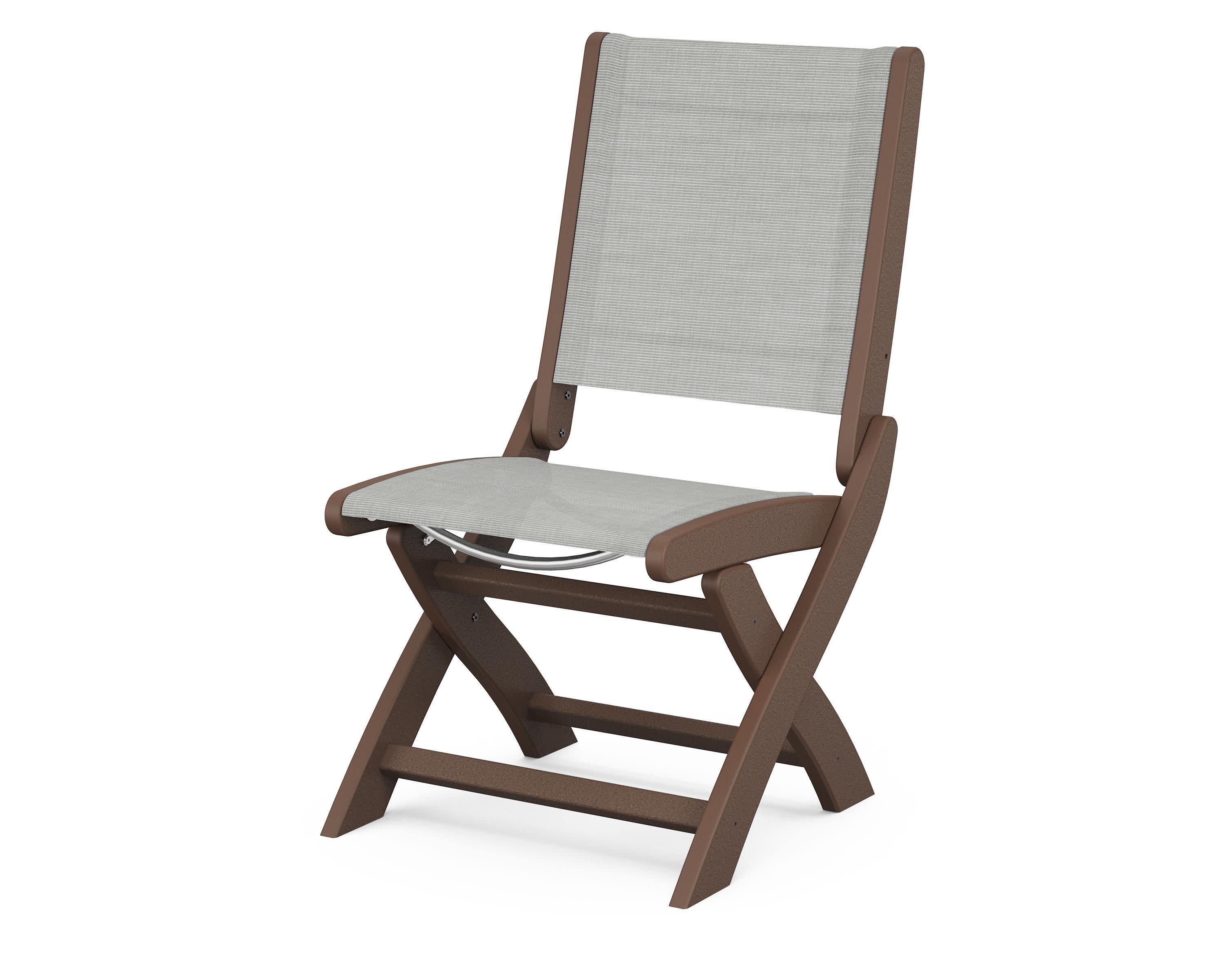 Coastal Folding Side Chair in Mahogany / Metallic Sling