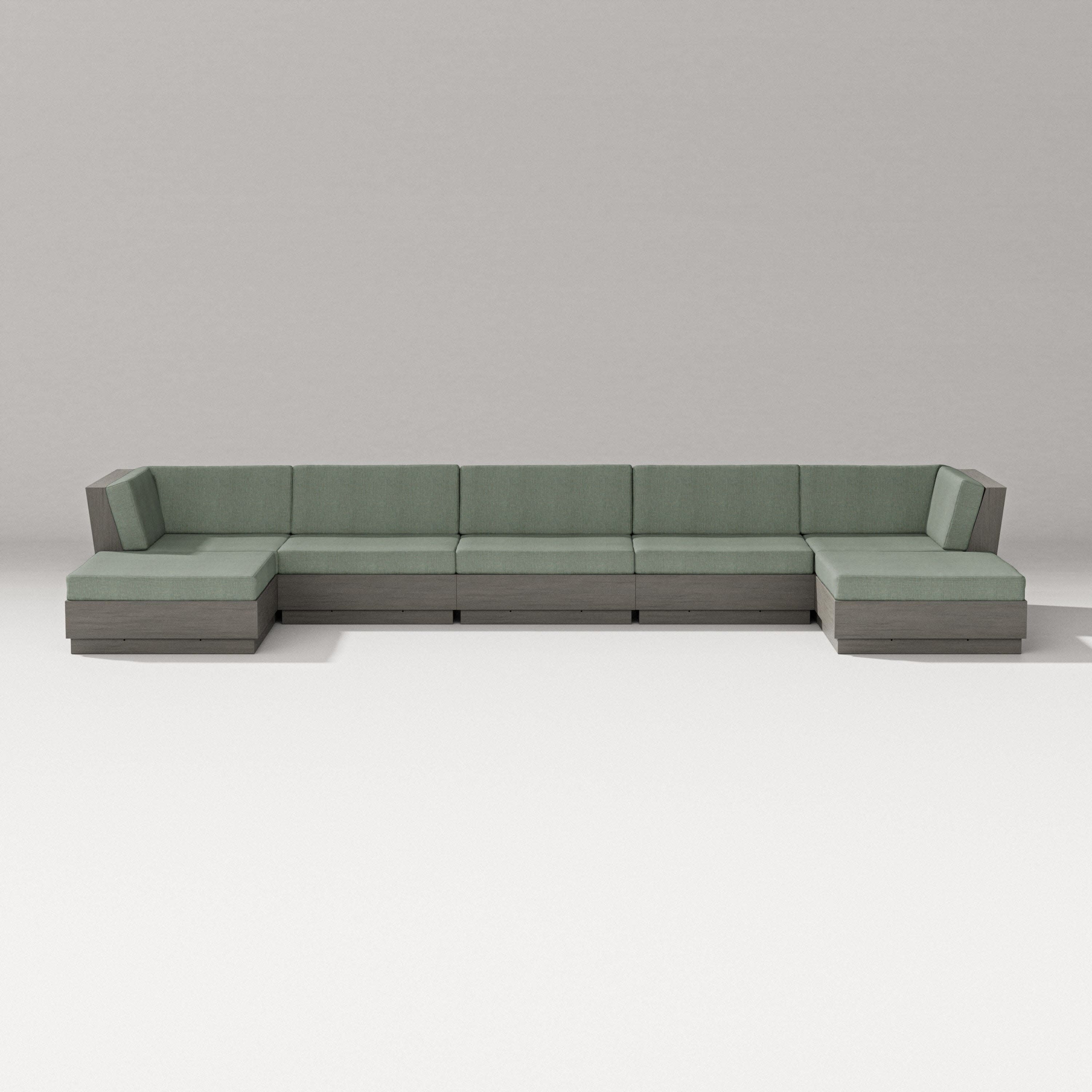 Elevate 7-Piece Double Chaise Sectional in Driftwood / Cast Sage