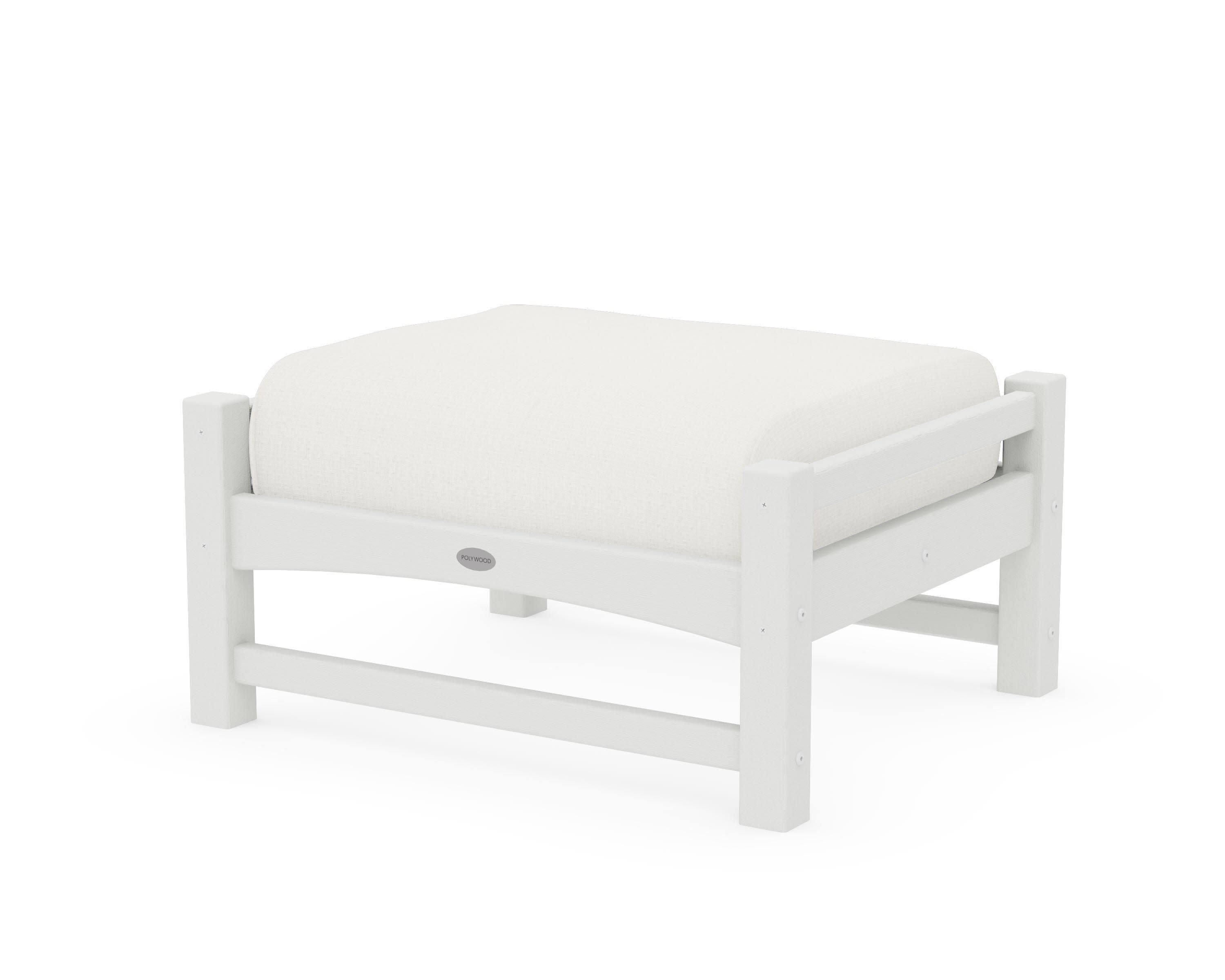 Club Ottoman in Vintage White / Natural Linen