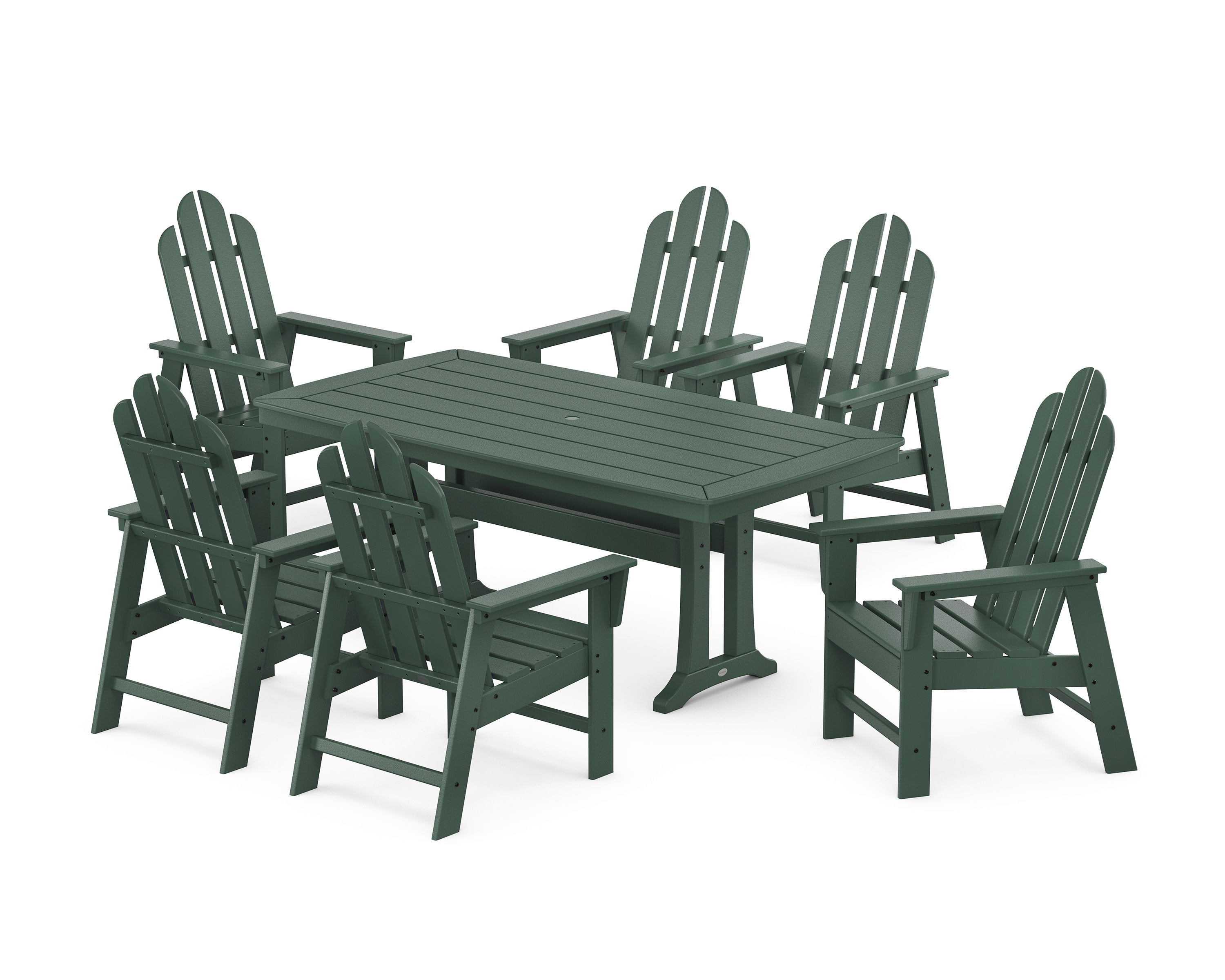 Long Island 7-Piece Dining Set with Trestle Legs in Green
