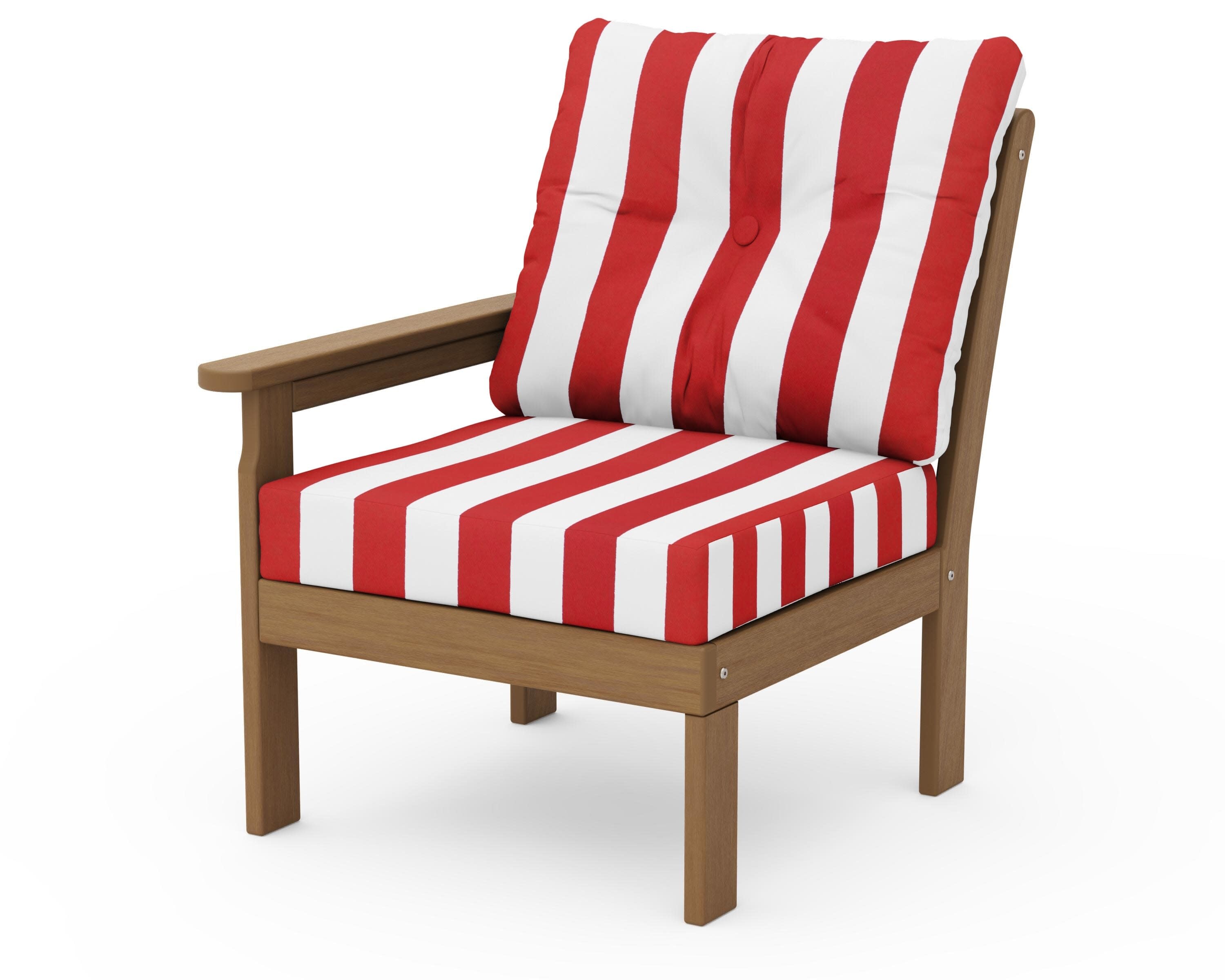 Vineyard Modular Left Arm Chair in Natural / Cabana Stripe Crimson