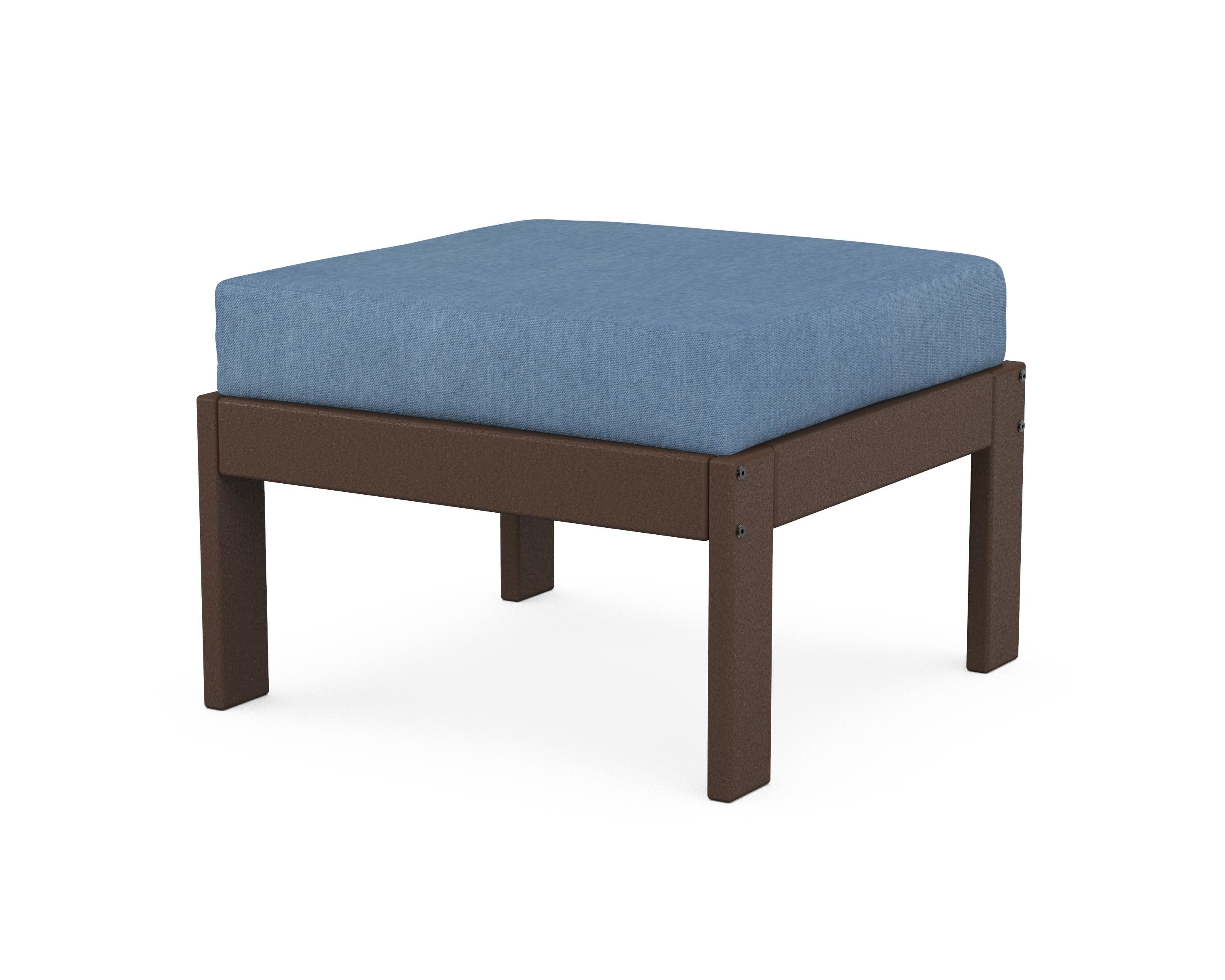 Vineyard Modular Ottoman in Mahogany / Sky Blue