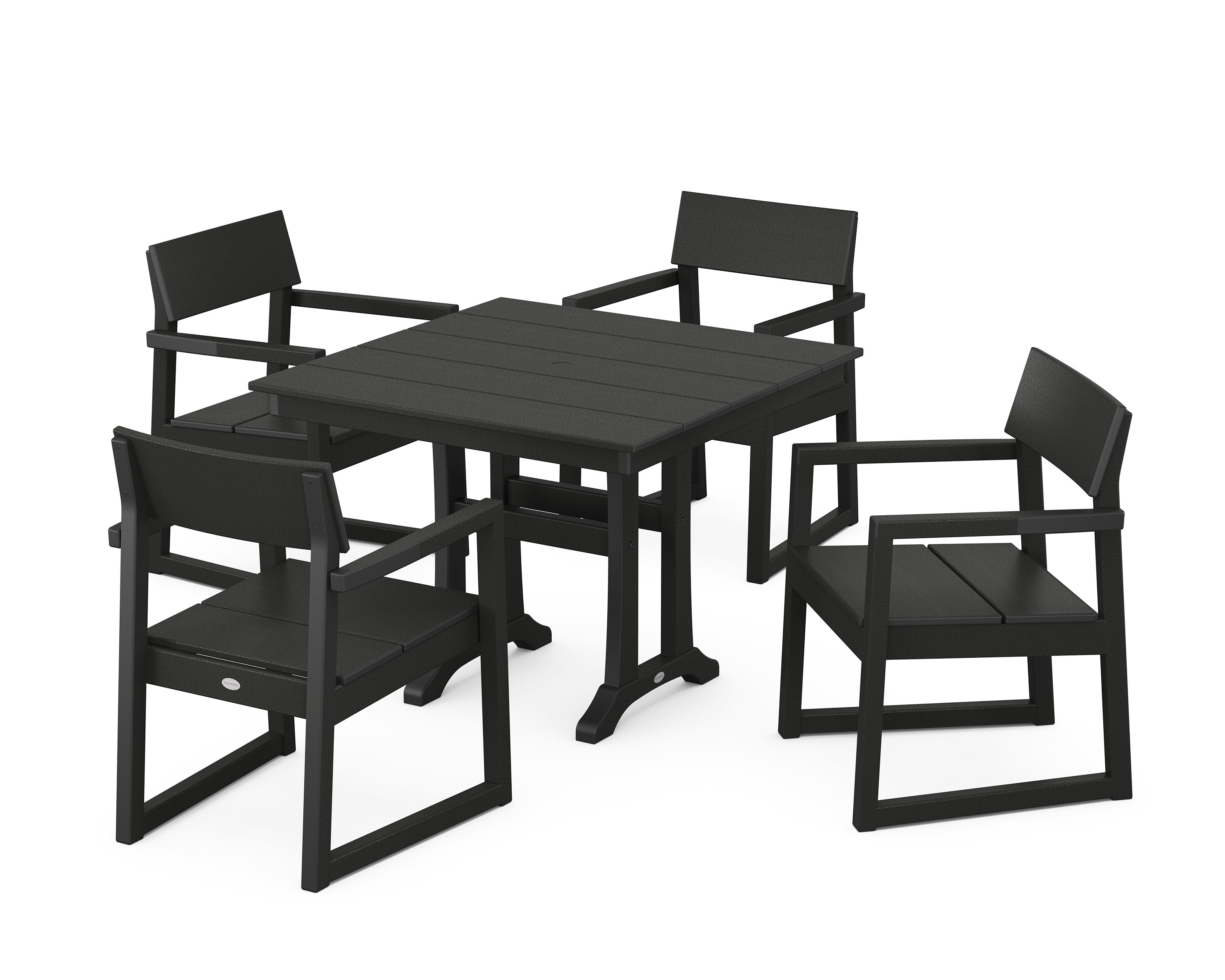 EDGE 5-Piece Farmhouse Dining Set With Trestle Legs in Black