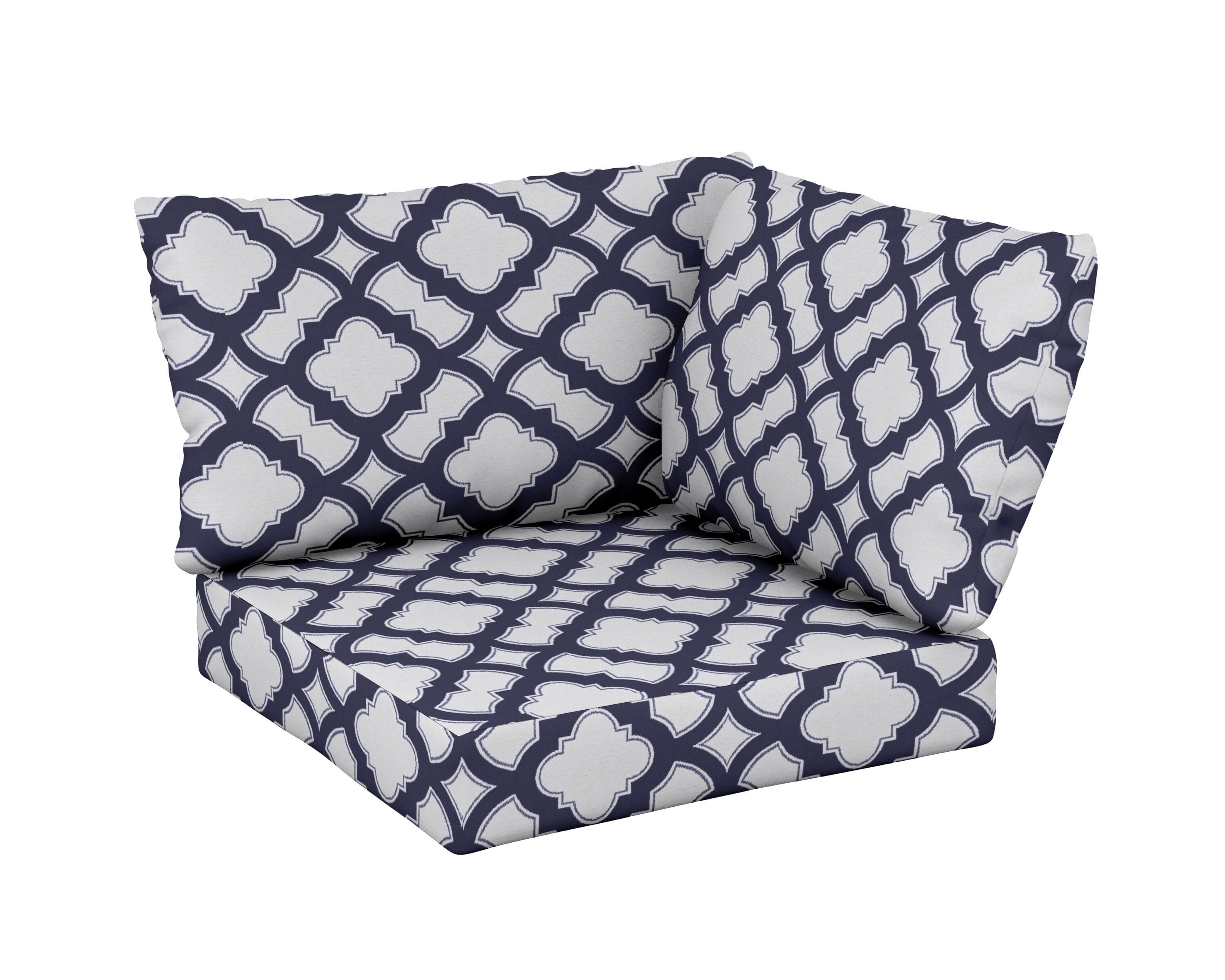 Modular Corner Cushion Set in Trellis Navy