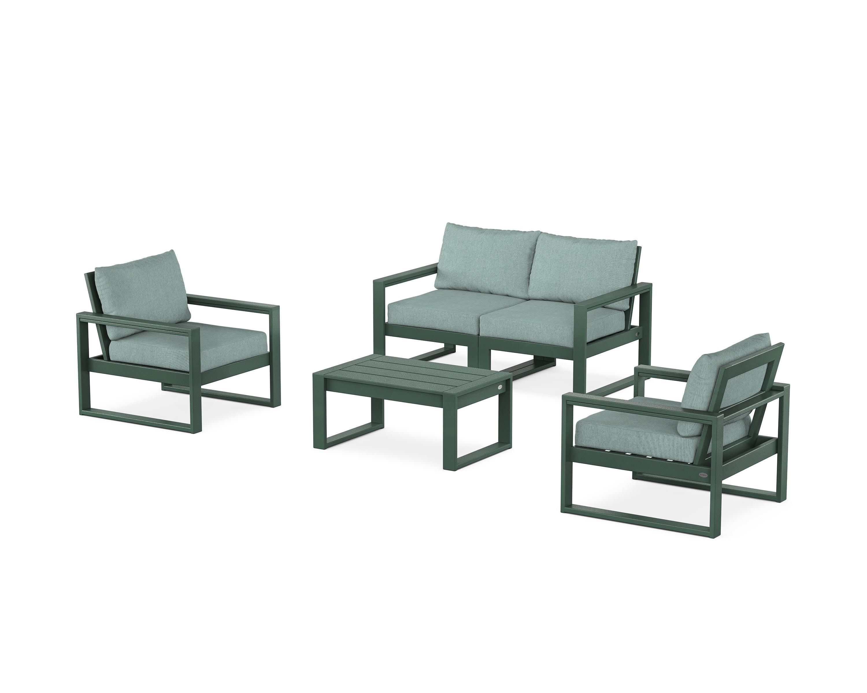 EDGE Sectional 4-Piece Deep Seating Set with Loveseat in Green / Glacier Spa