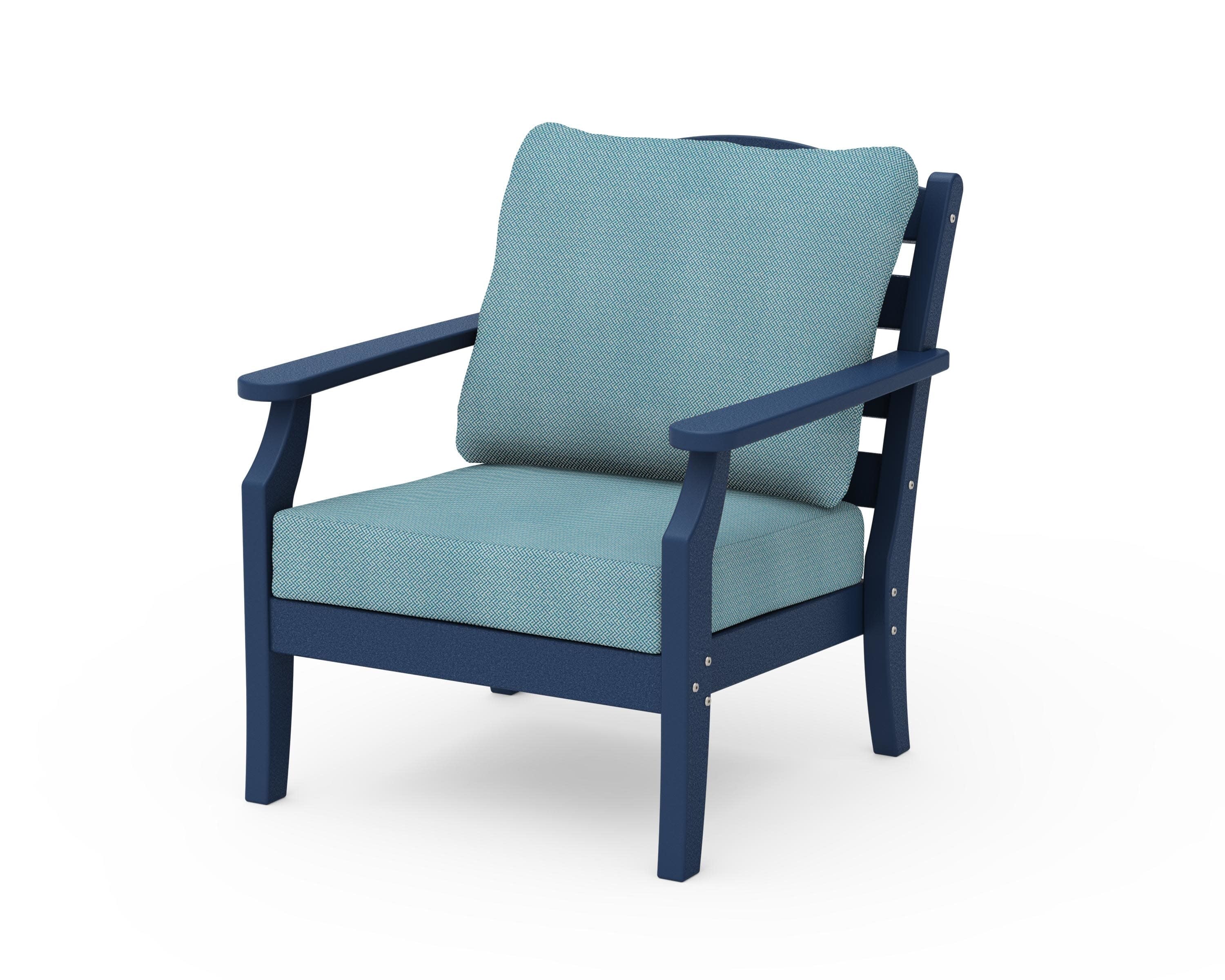 Savannah Deep Seating Chair in Navy / Lattice Sky Blue