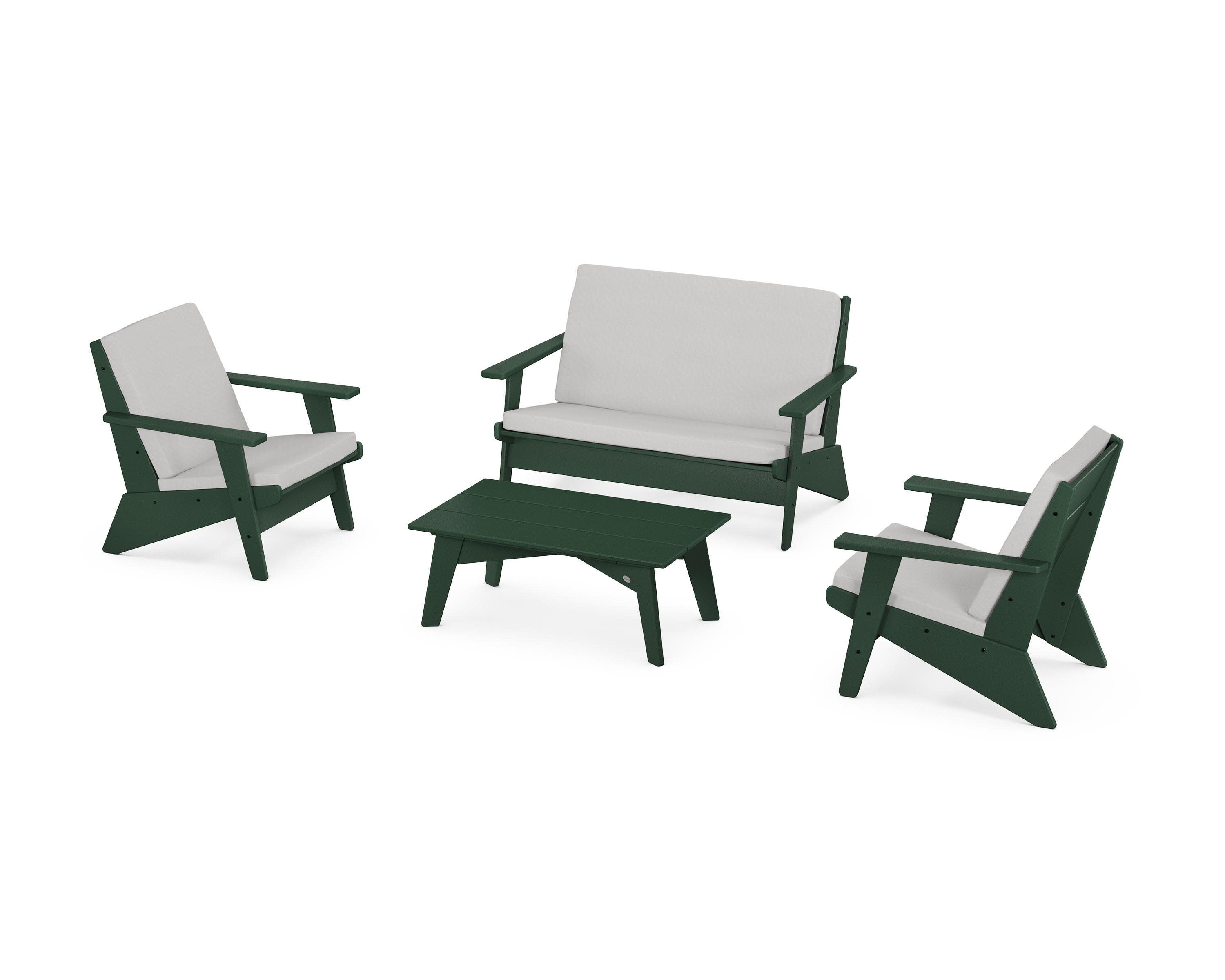 Riviera Modern Lounge 4-Piece Set in Green / Diamond in the Rough