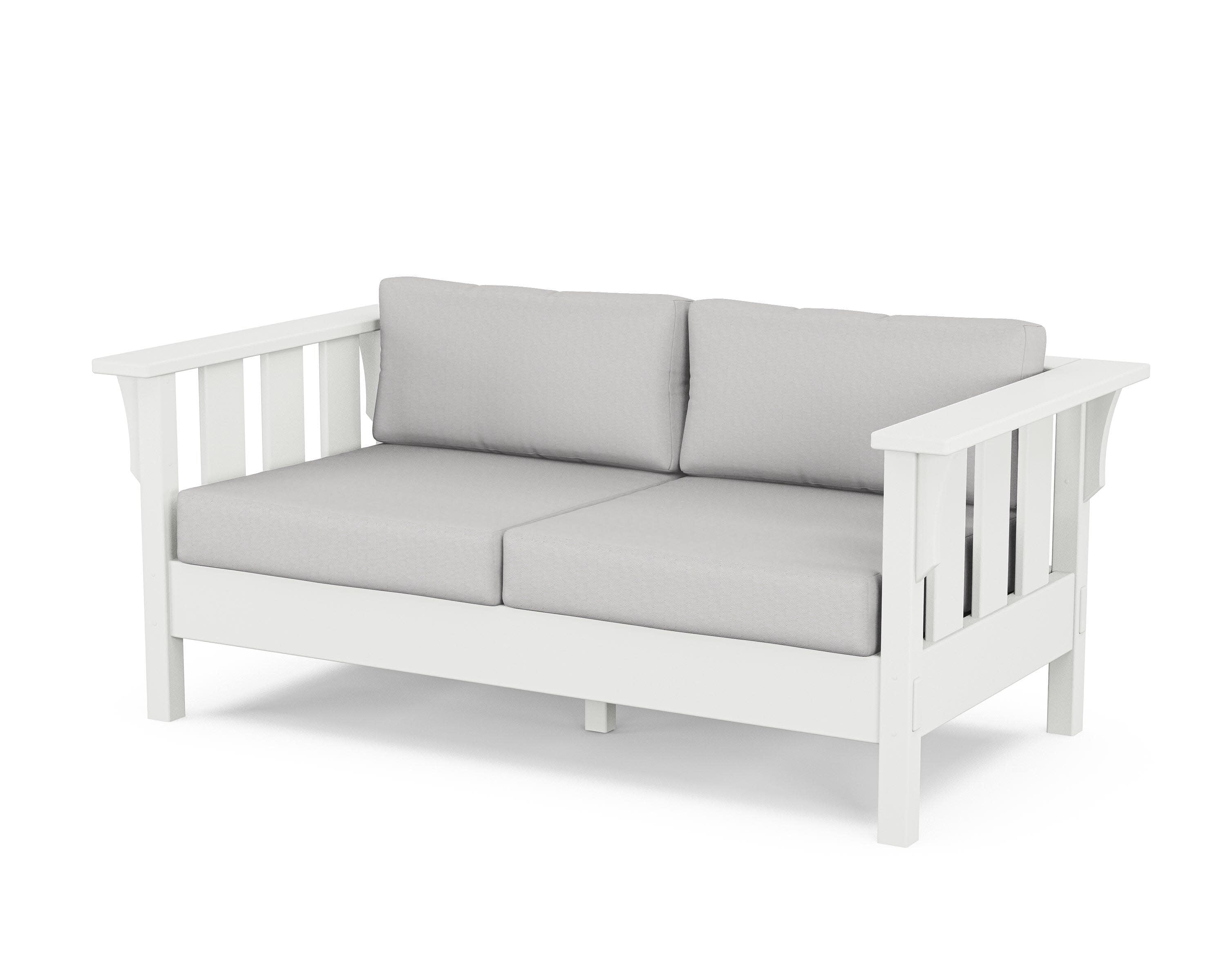 Acadia Deep Seating Loveseat in White / Diamond in the Rough