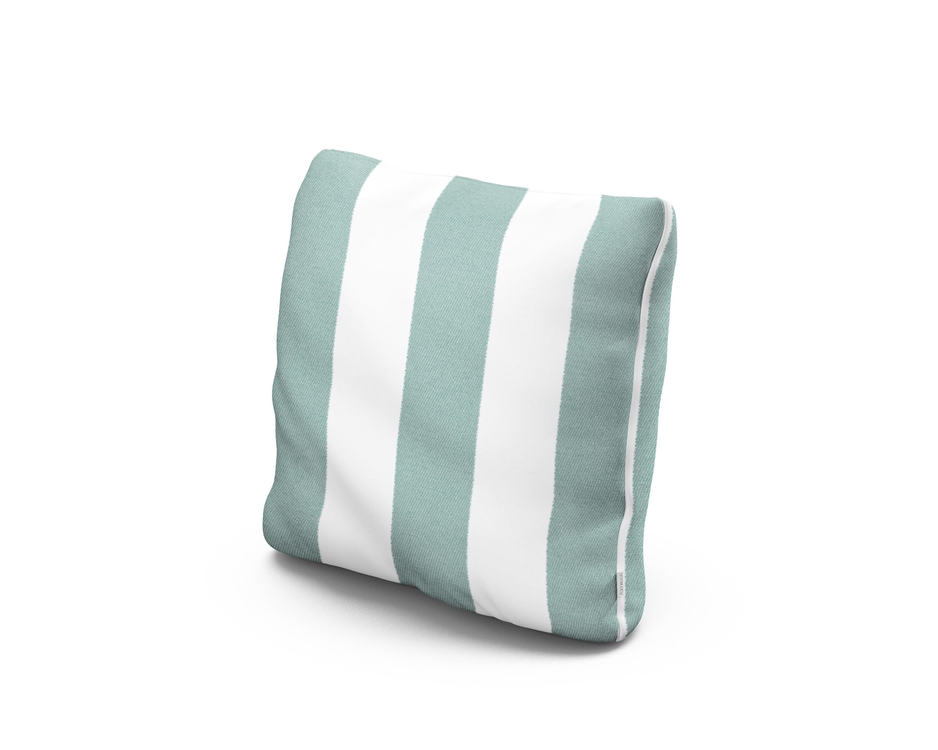 16" Outdoor Throw Pillow in Cabana Stripe Glacier Spa