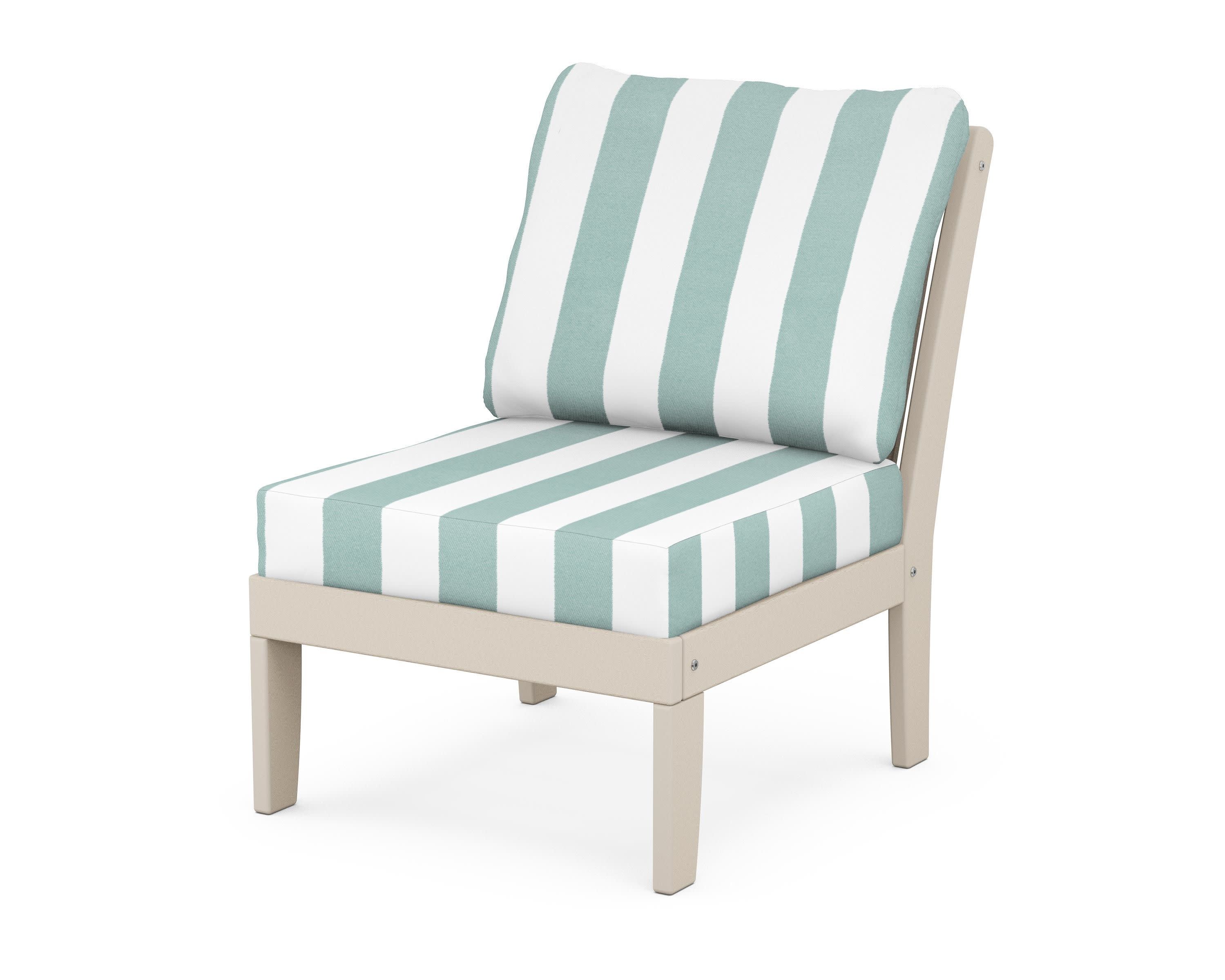 Braxton Modular Armless Chair in Sand / Cabana Stripe Glacier Spa