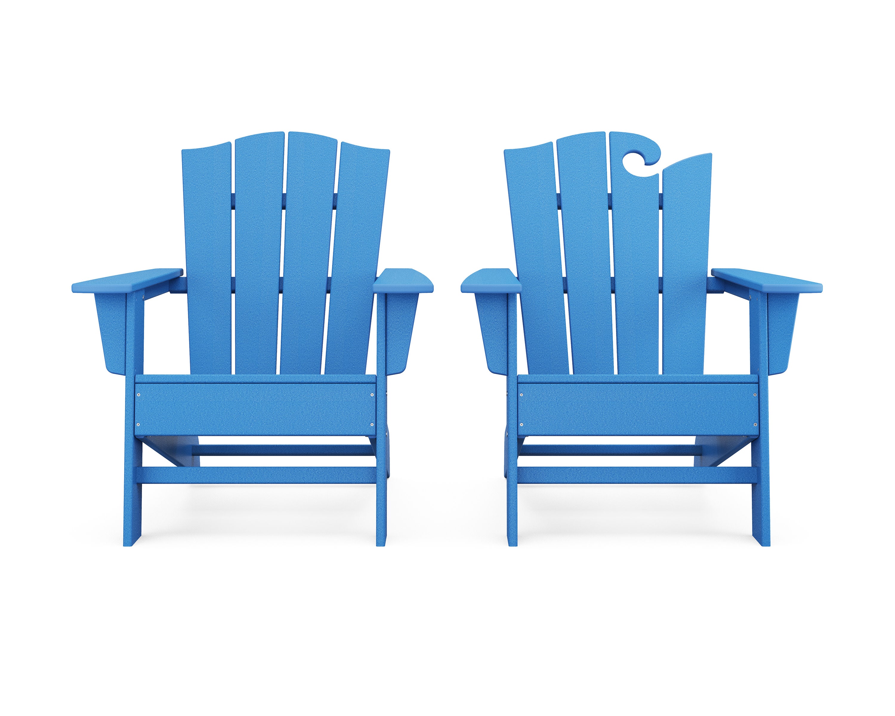 Wave 2-Piece Adirondack Chair Set with The Crest Chair in Pacific Blue
