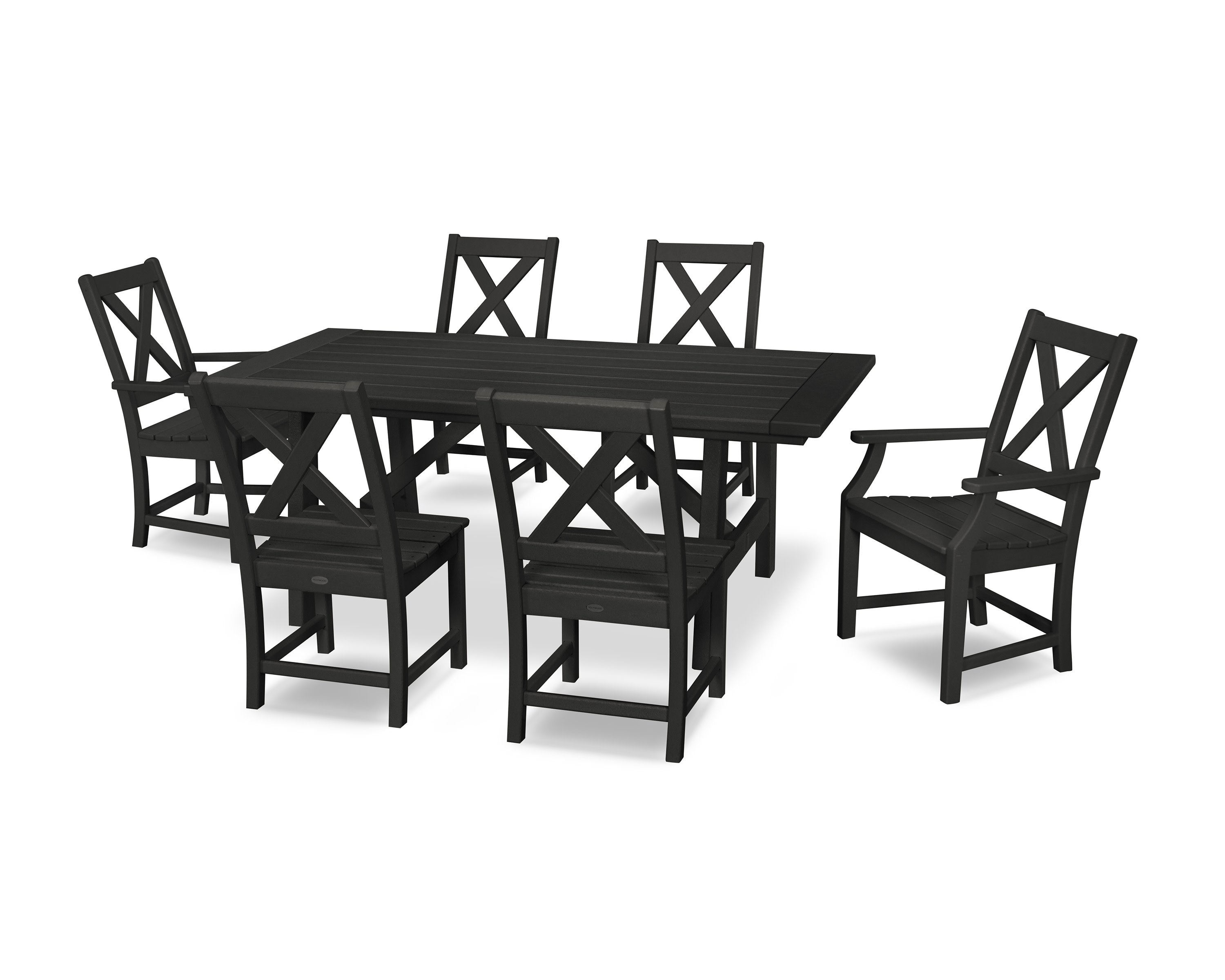 Braxton 7-Piece Rustic Farmhouse Dining Set in Black