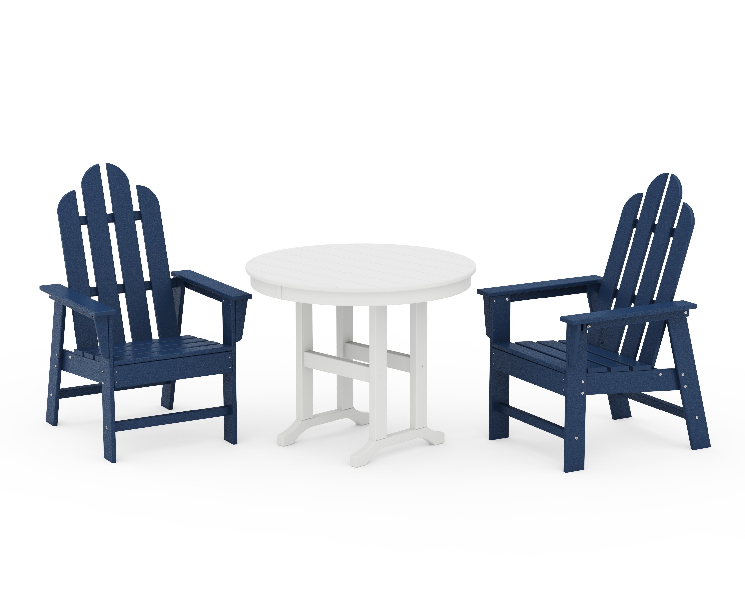 Long Island 3-Piece Round Dining Set in Navy / White
