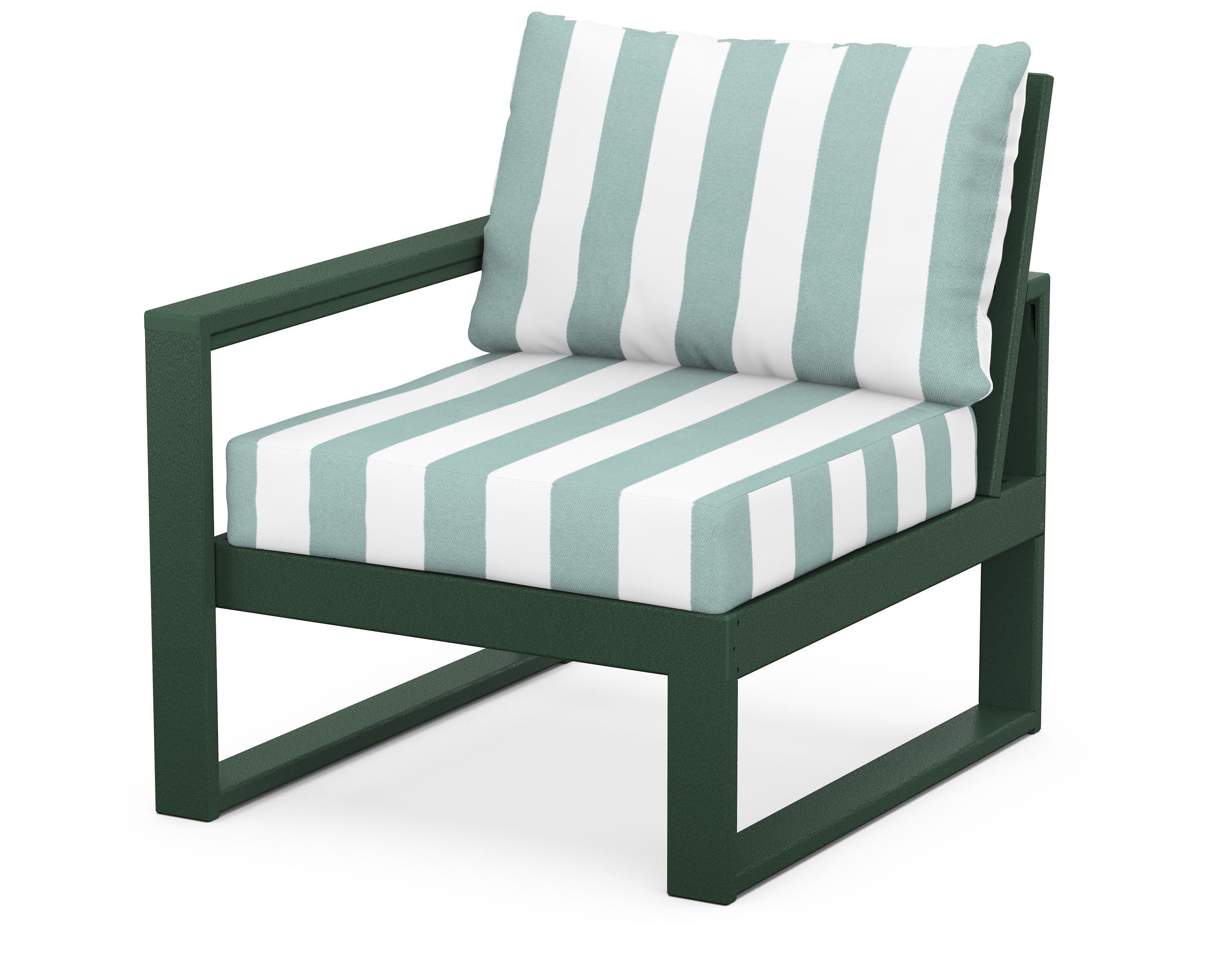 EDGE Modular Left Arm Chair in Green / Cabana Stripe Glacier Spa
