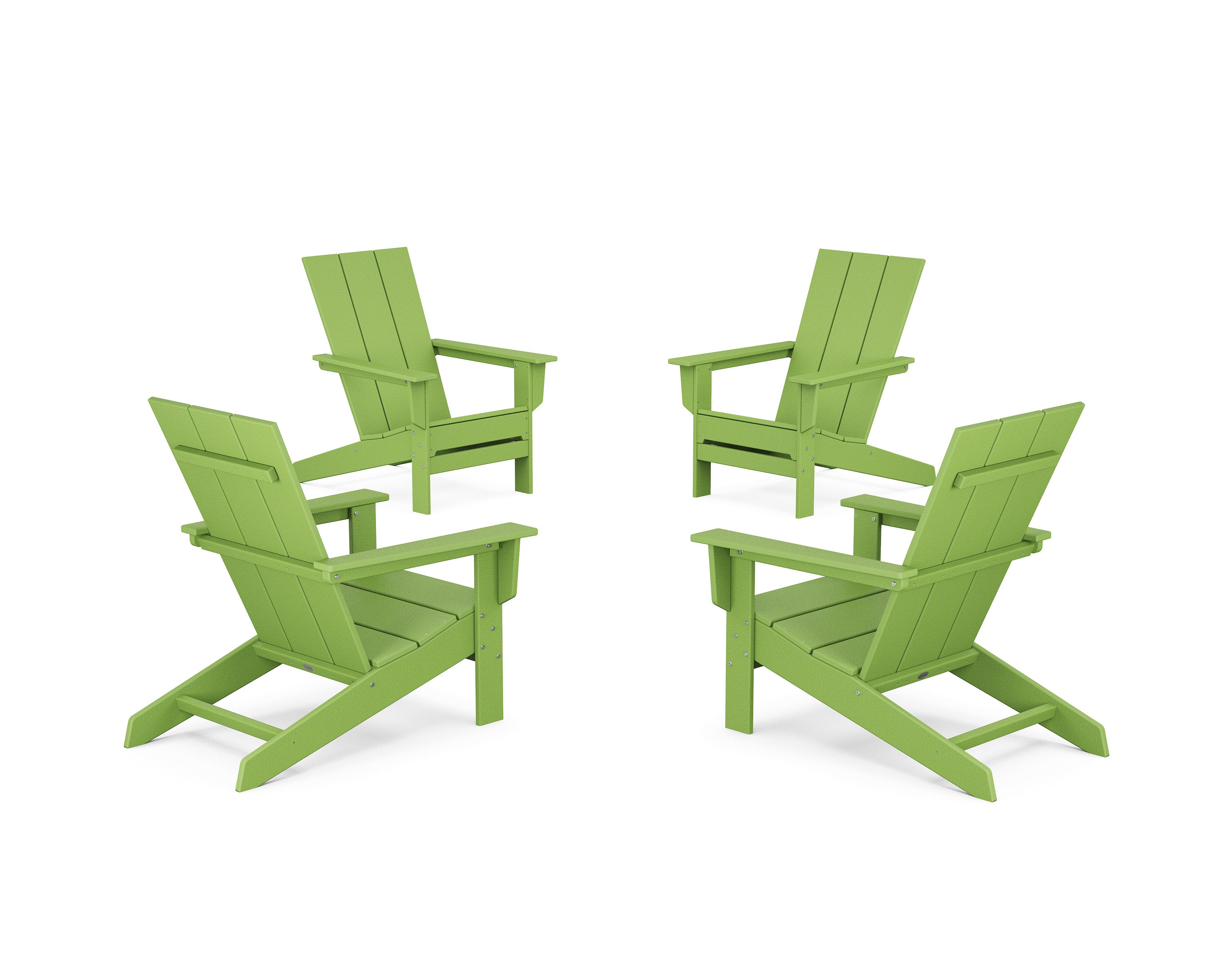 4-Piece Modern Studio Adirondack Chair Conversation Set in Lime