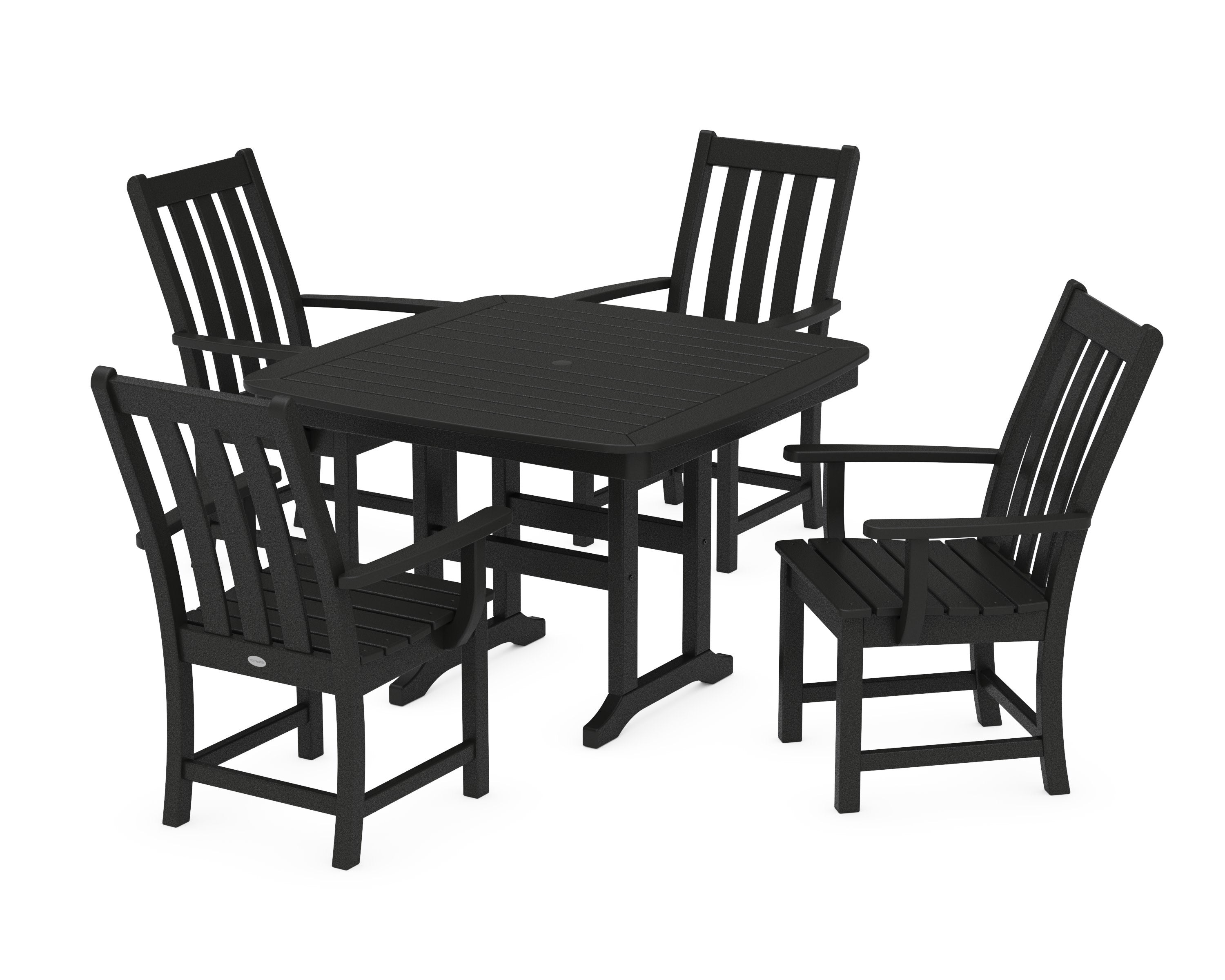 Vineyard 5-Piece Dining Set with Trestle Legs in Black