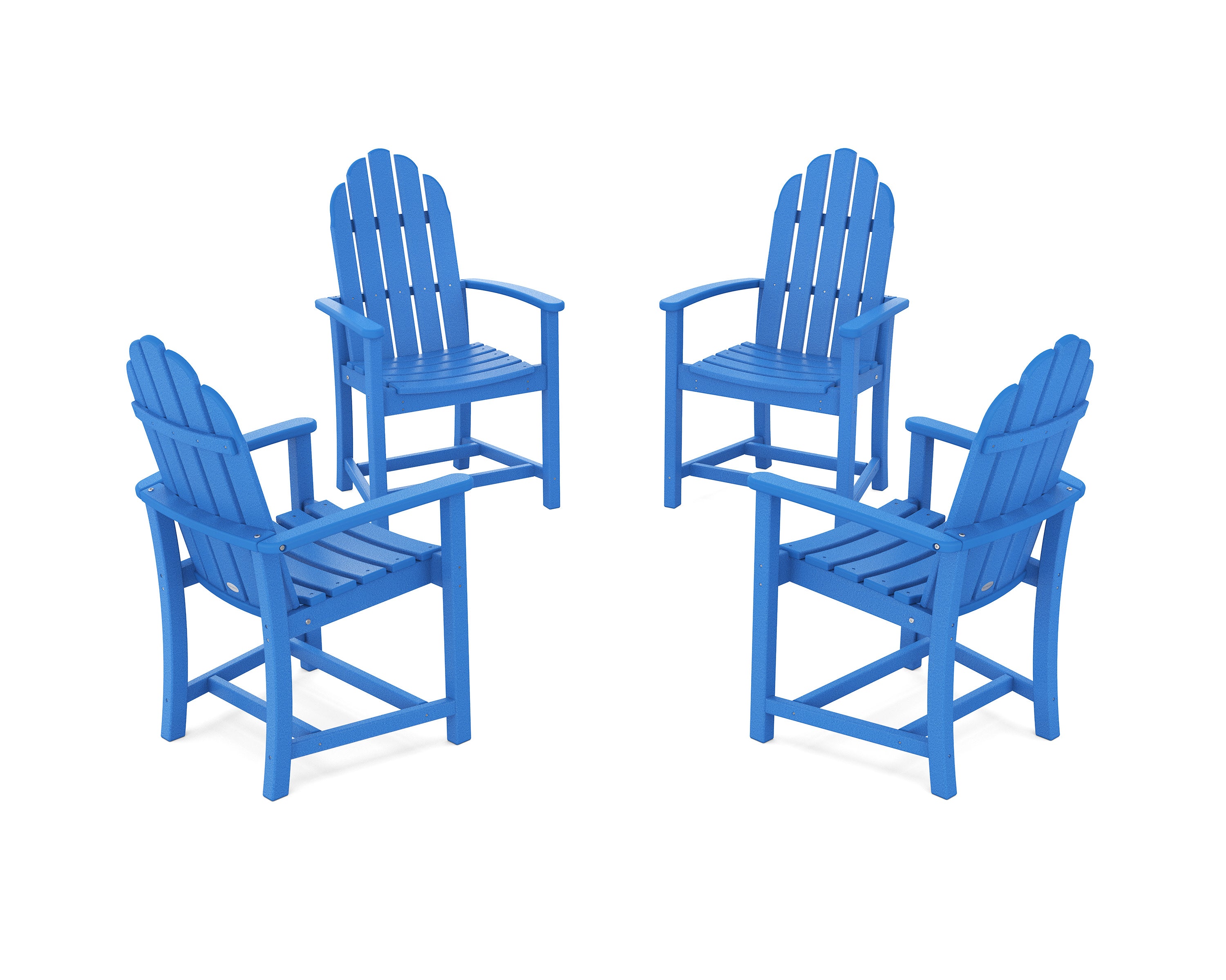 Classic 4-Piece Upright Adirondack Conversation Set in Pacific Blue