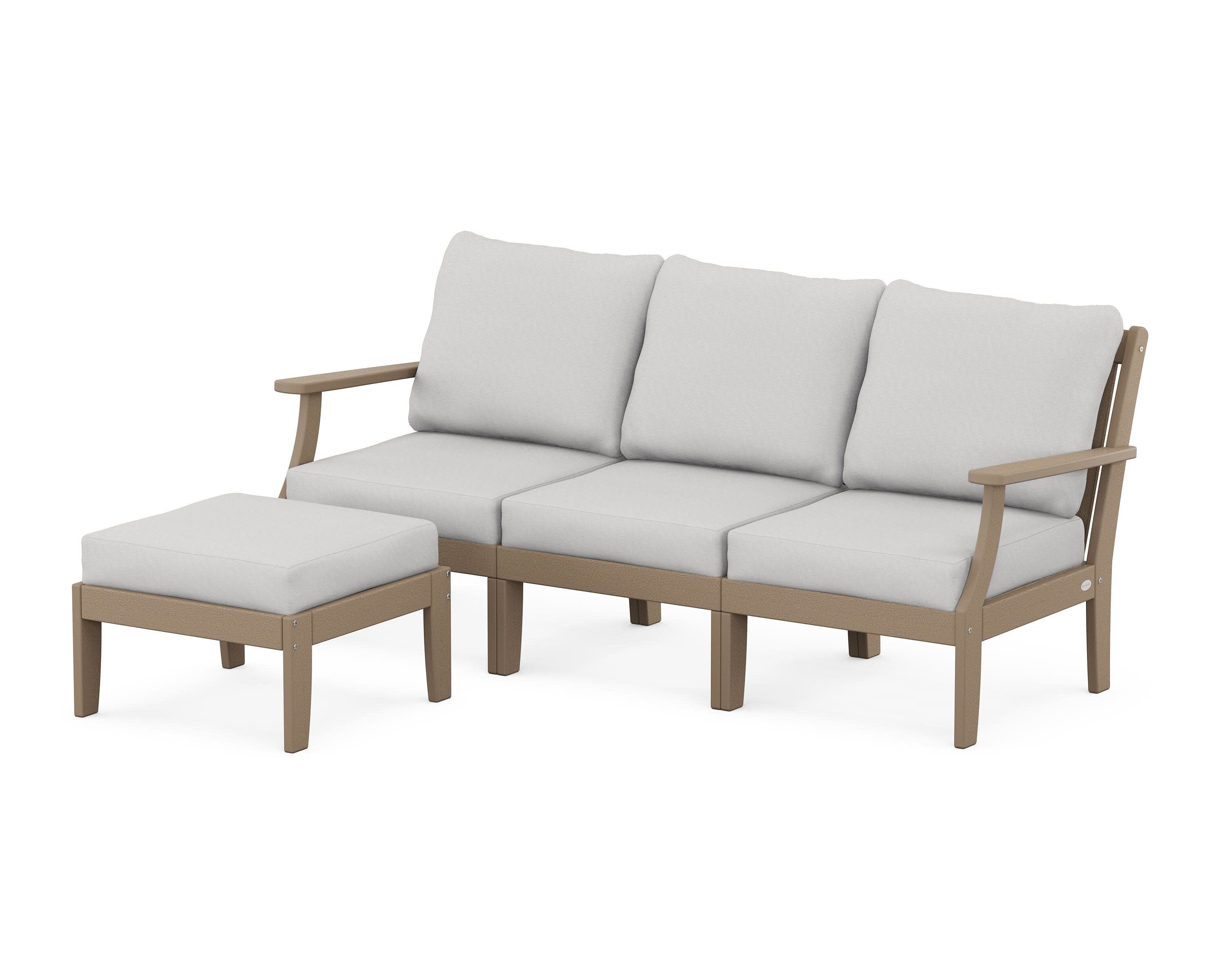 Braxton Modular 4-Piece Deep Seating Set with Ottoman in Vintage Sahara / Diamond in the Rough