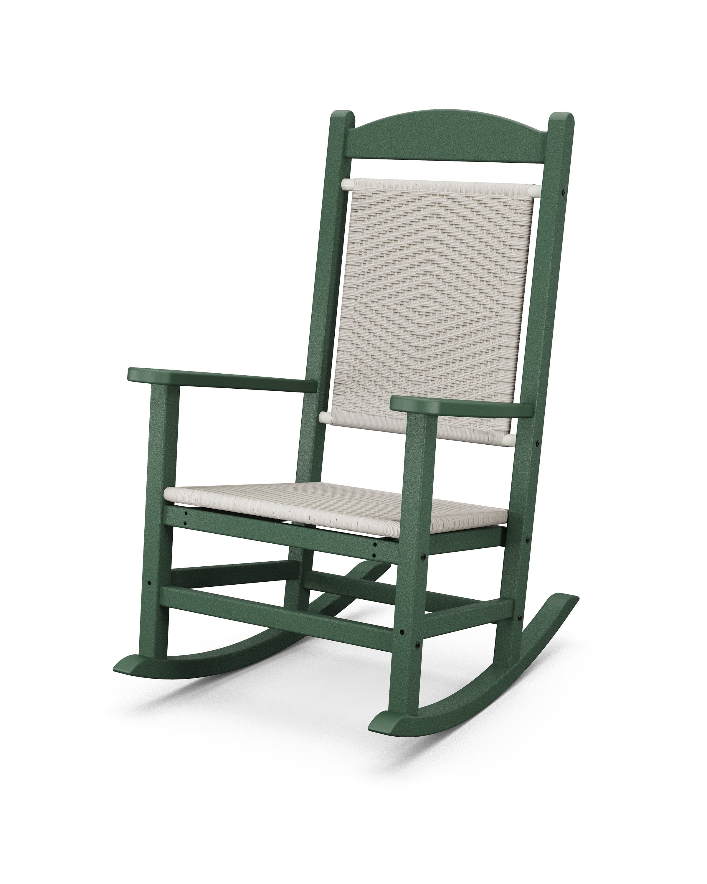 Presidential Woven Rocking Chair in Green / White Loom
