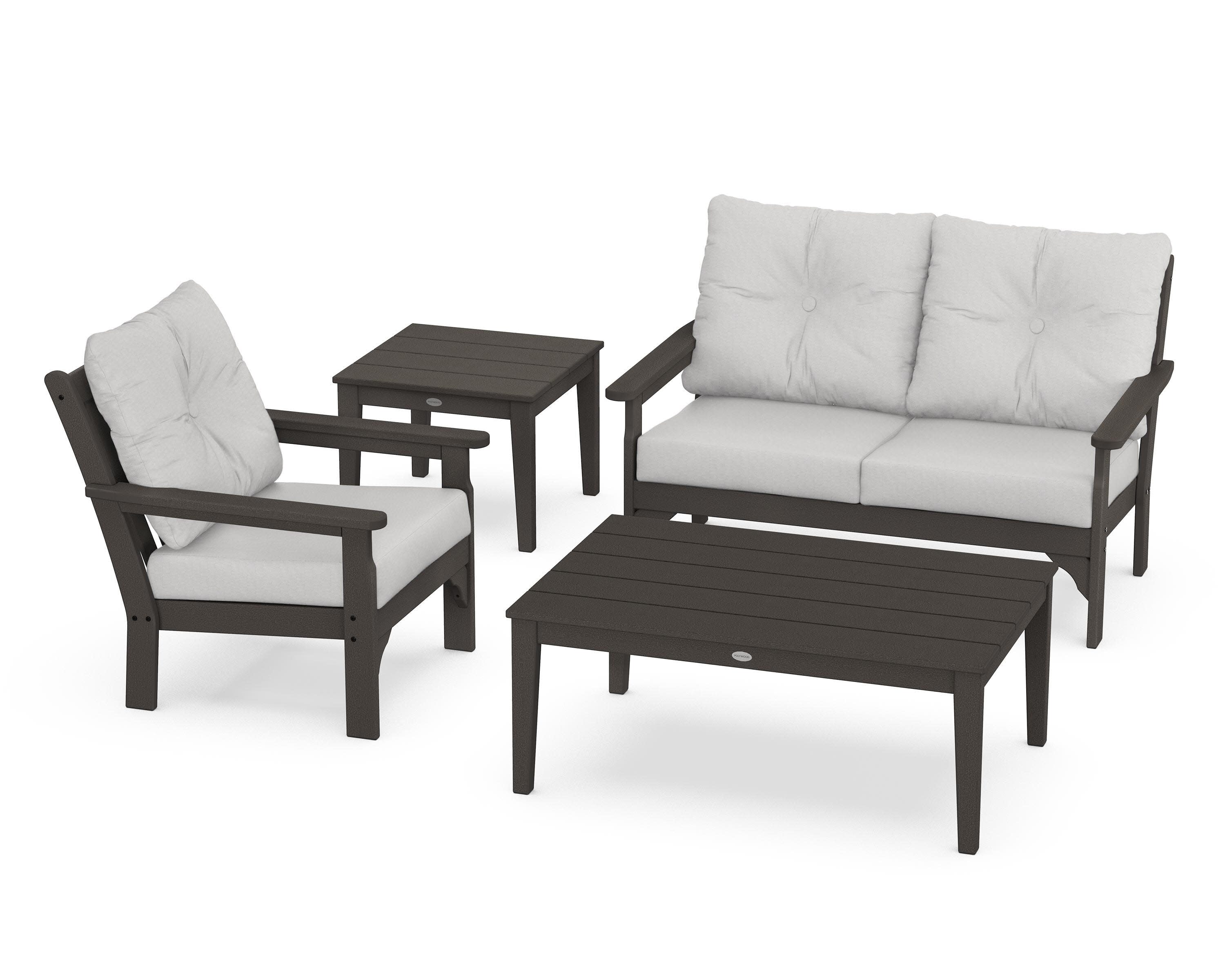 Vineyard 4-Piece Deep Seating Set in Vintage Coffee / Diamond in the Rough