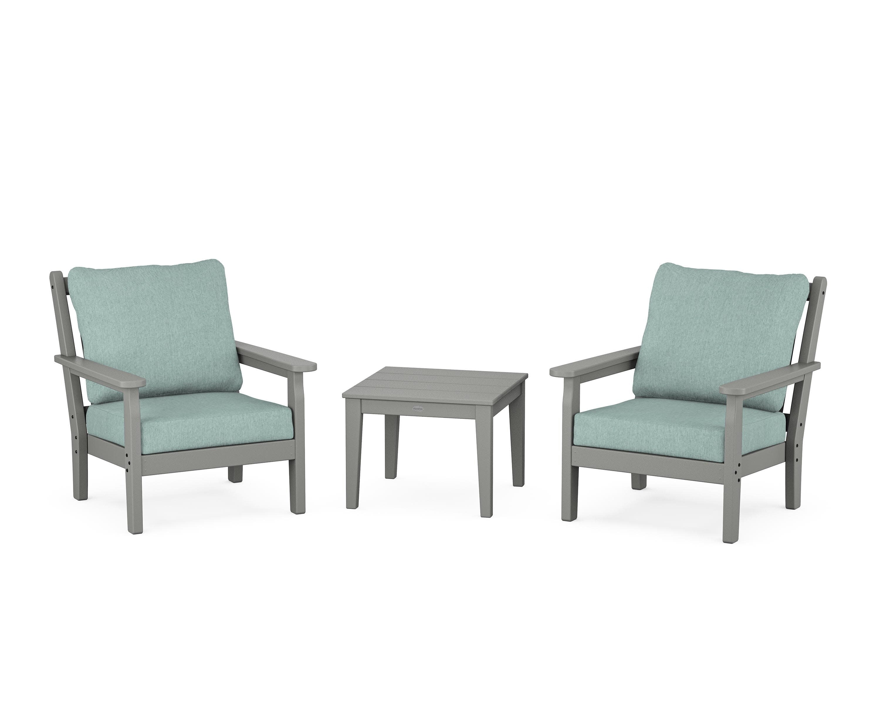 Chippendale 3-Piece Deep Seating Set in Slate Grey / Glacier Spa