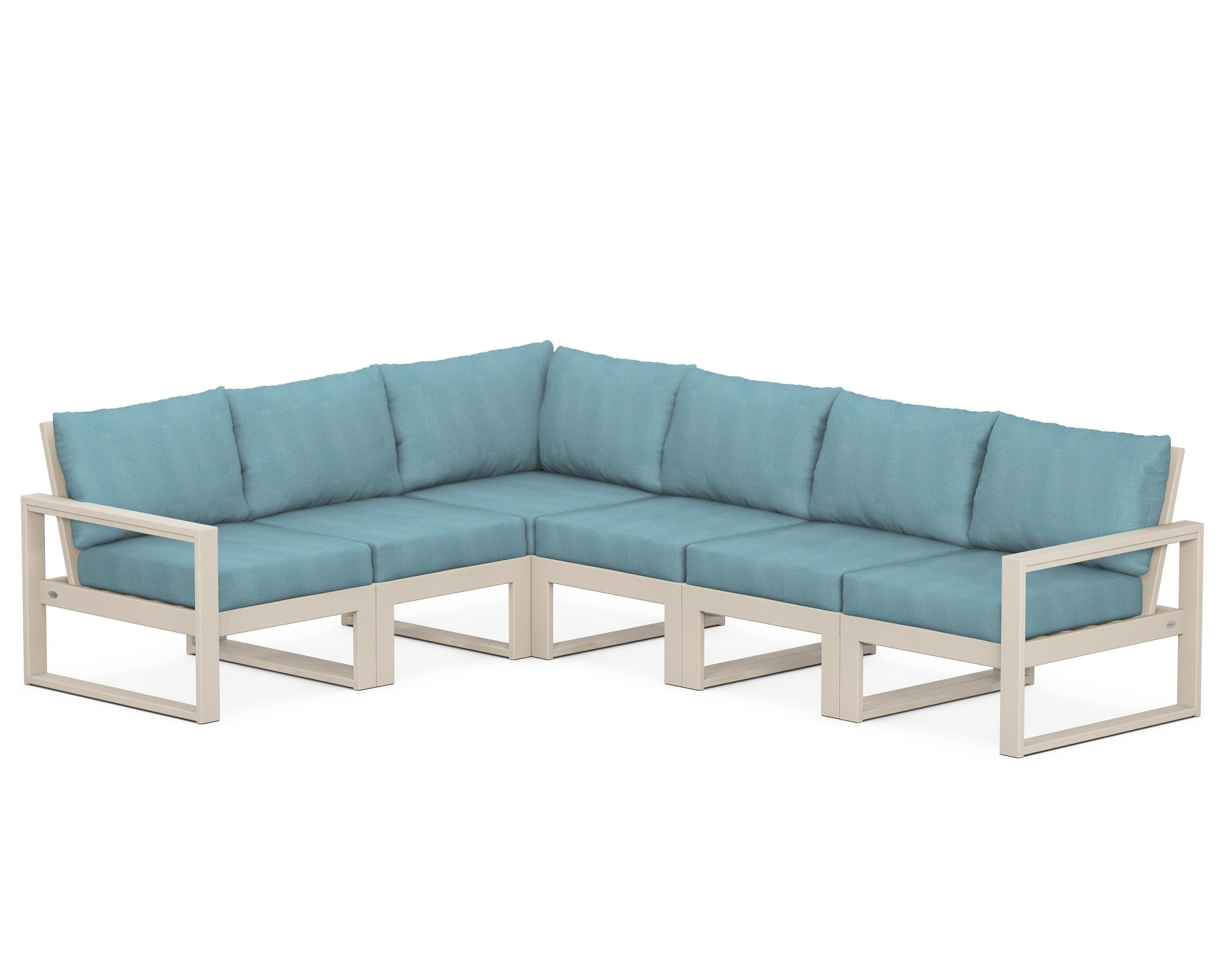 EDGE 6-Piece Modular Deep Seating Set in Sand / Lattice Sky Blue