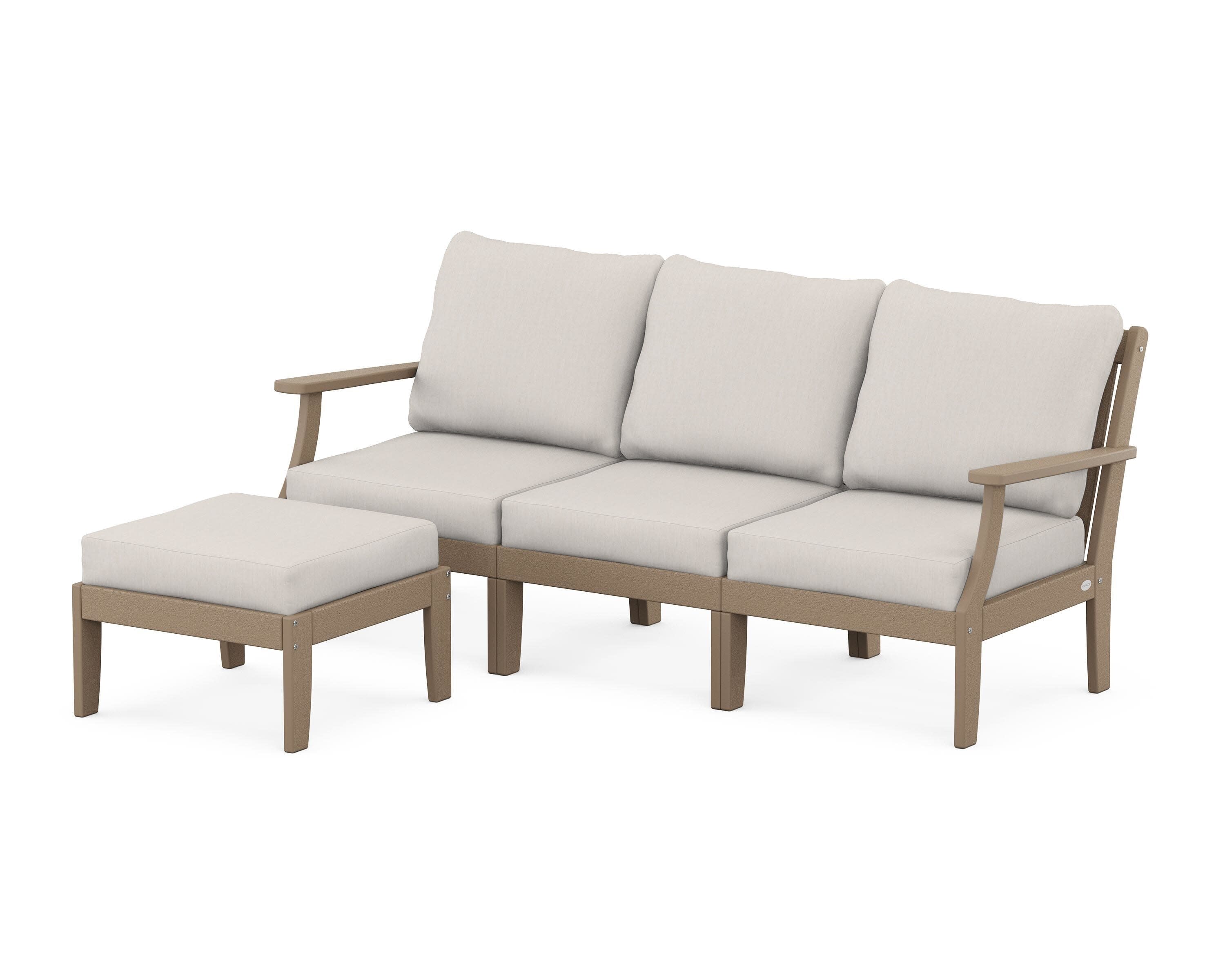 Braxton Modular 4-Piece Deep Seating Set with Ottoman in Vintage Sahara / Cast Ash