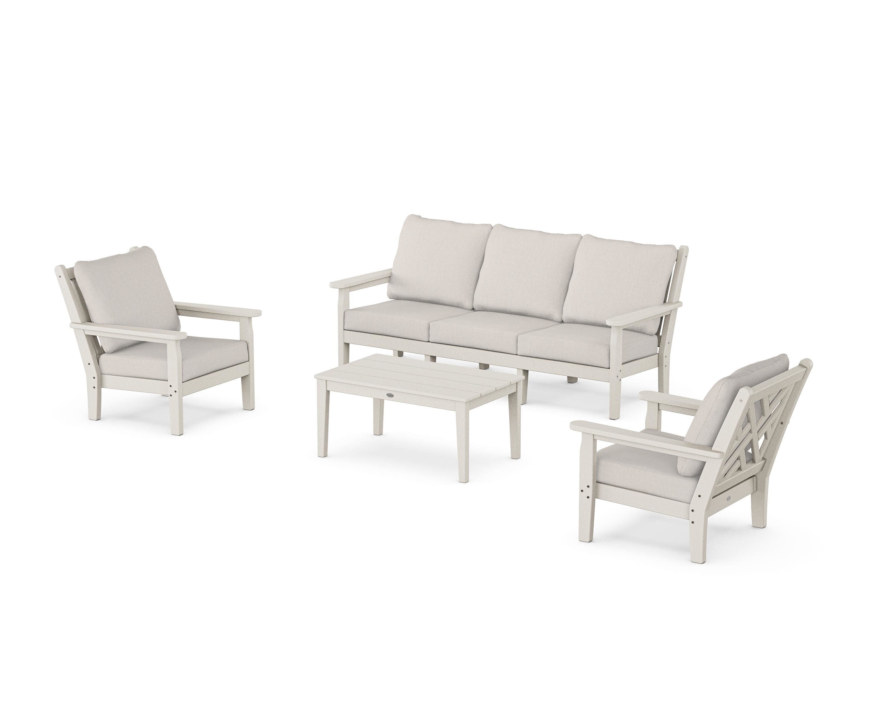 Chippendale 4-Piece Deep Seating Set with Sofa in Sand / Cast Ash