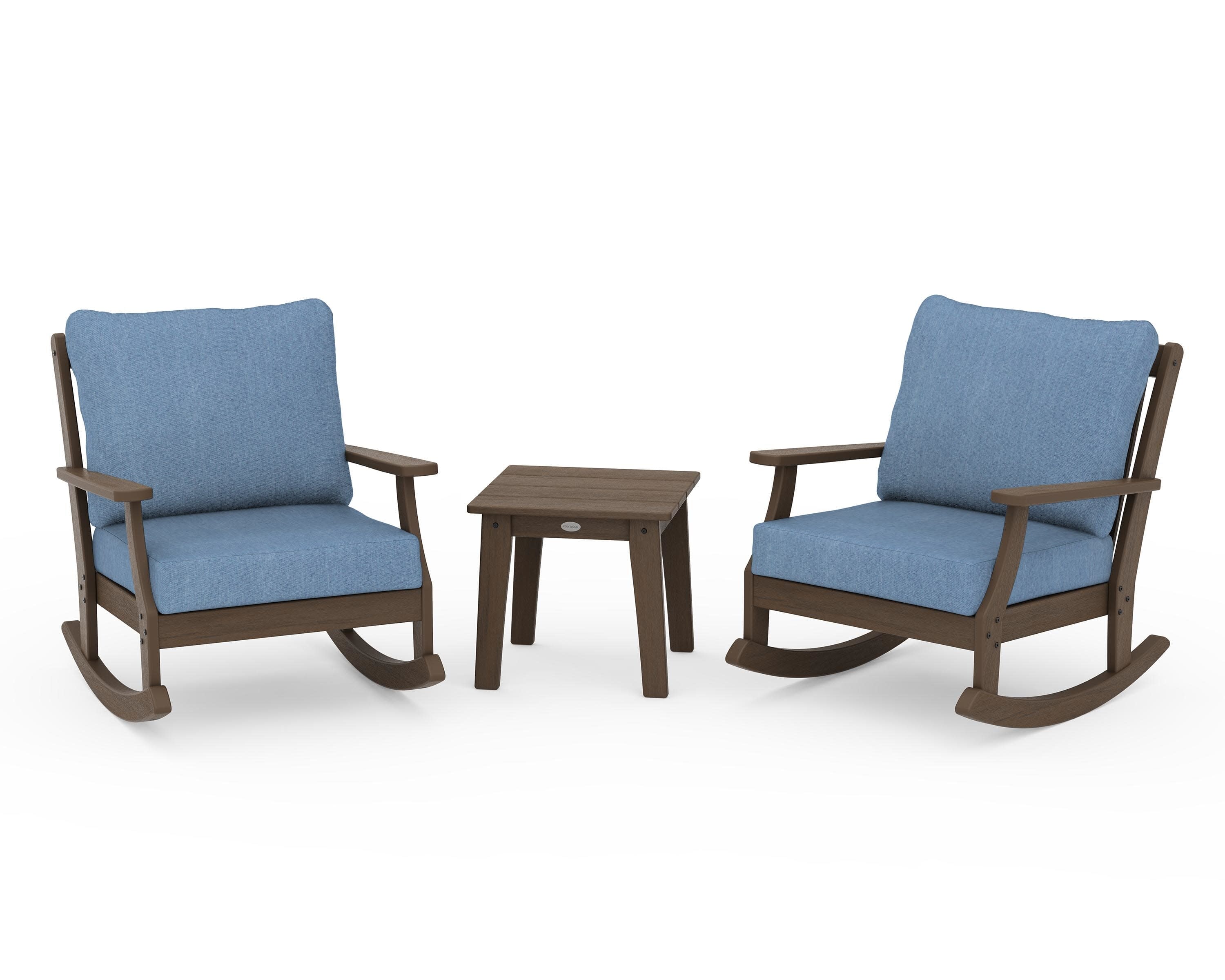 Braxton 3-Piece Deep Seating Rocker Set in Kona / Sky Blue