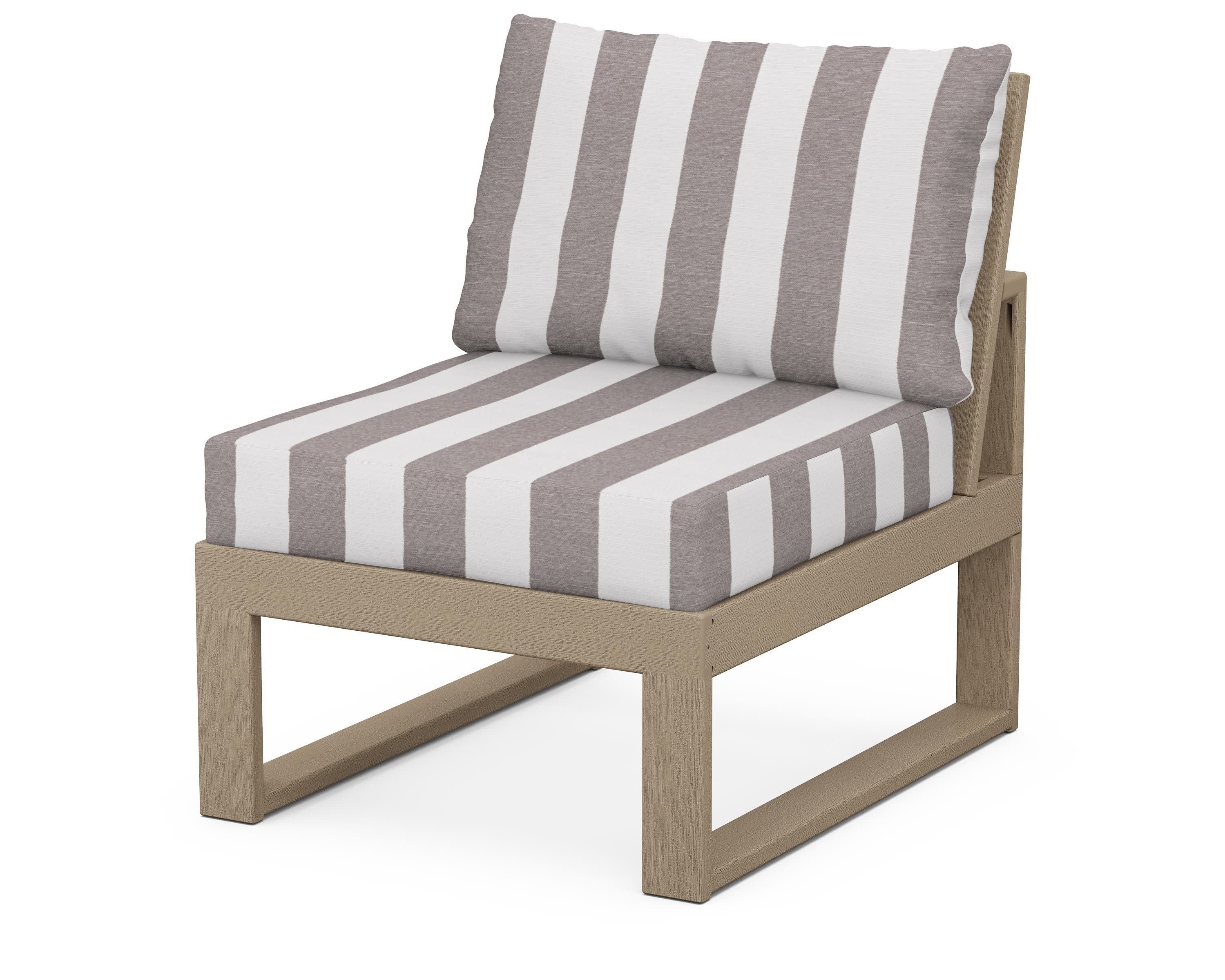 Modular Armless Chair in Vintage Sahara / Cabana Stripe Grey Mist