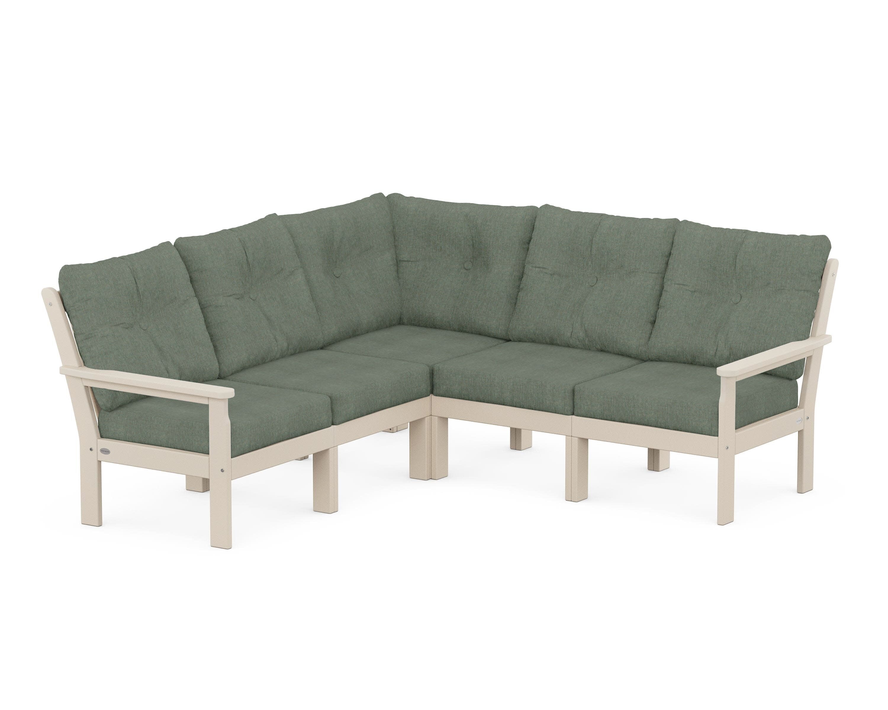 Vineyard 5-Piece Sectional in Sand / Cast Sage