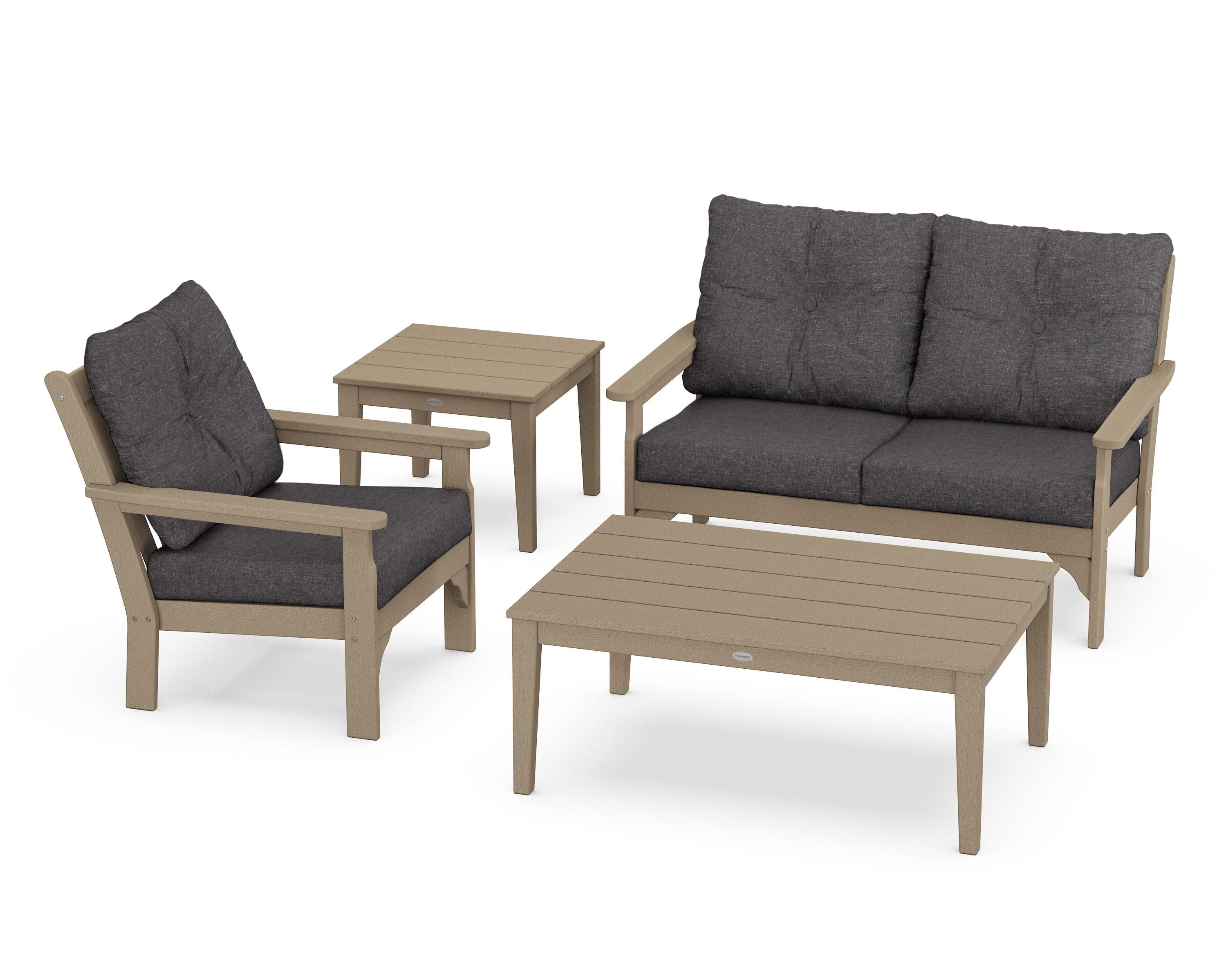 Vineyard 4-Piece Deep Seating Set in Vintage Sahara / Ash Charcoal