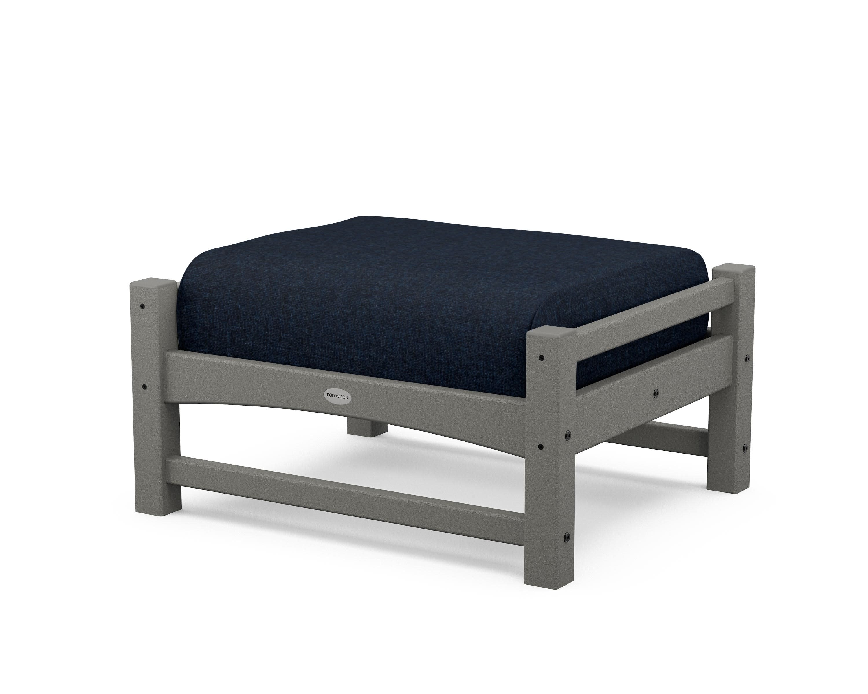 Club Ottoman in Slate Grey / Marine Indigo