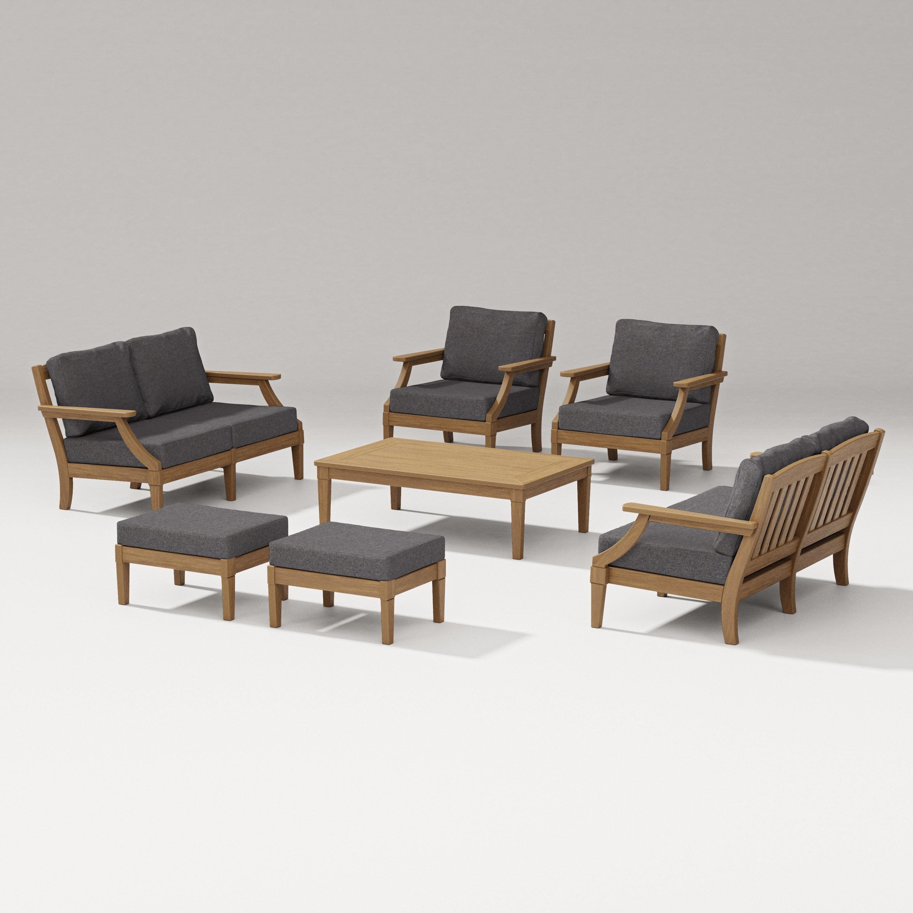 Estate 7-Piece Lounge Loveseat Set in Natural / Ash Charcoal